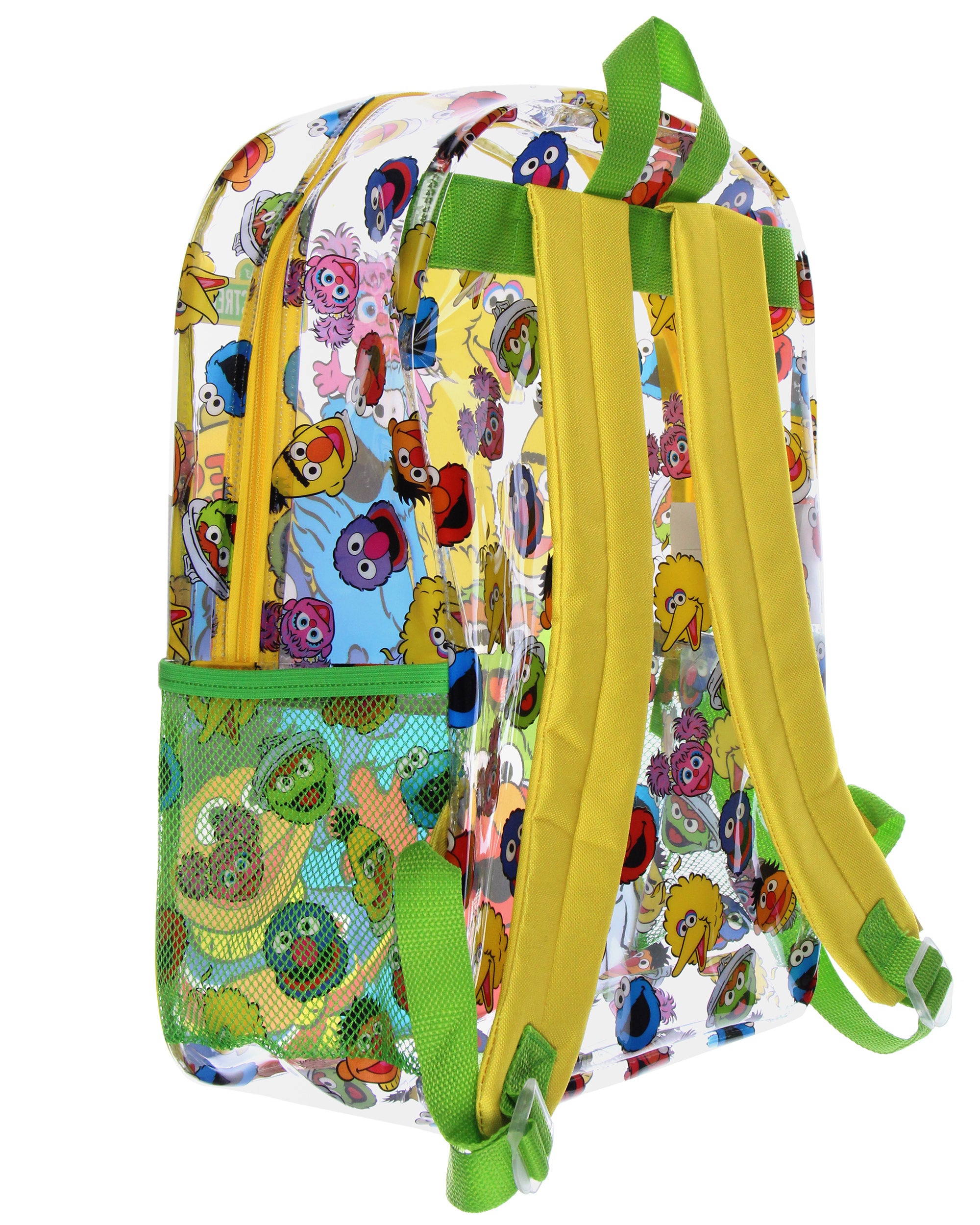 Sesame Street Elmo Big Bird Cookie Monster Clear Backpack For Daily Use 16"