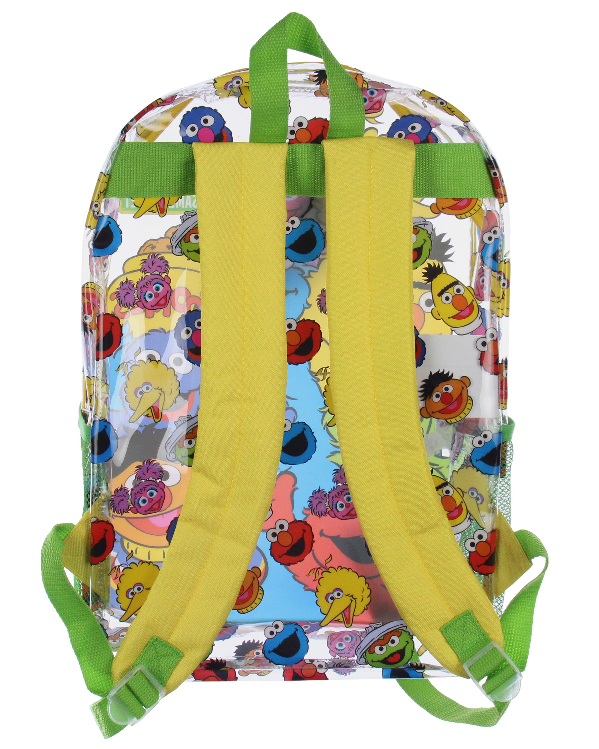 Sesame Street Elmo Big Bird Cookie Monster Clear Backpack For Daily Use 16"