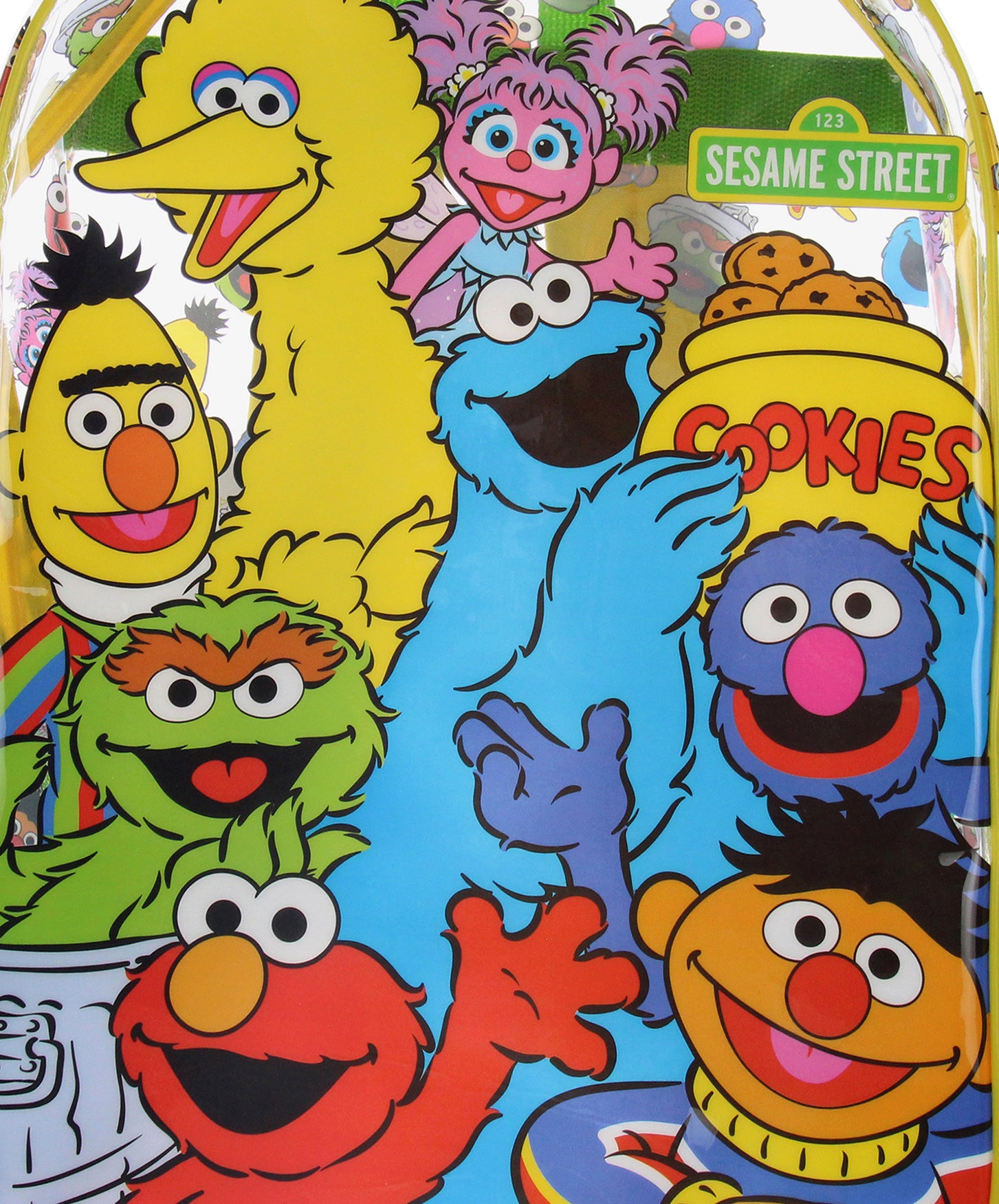 Sesame Street Elmo Big Bird Cookie Monster Clear Backpack For Daily Use 16"