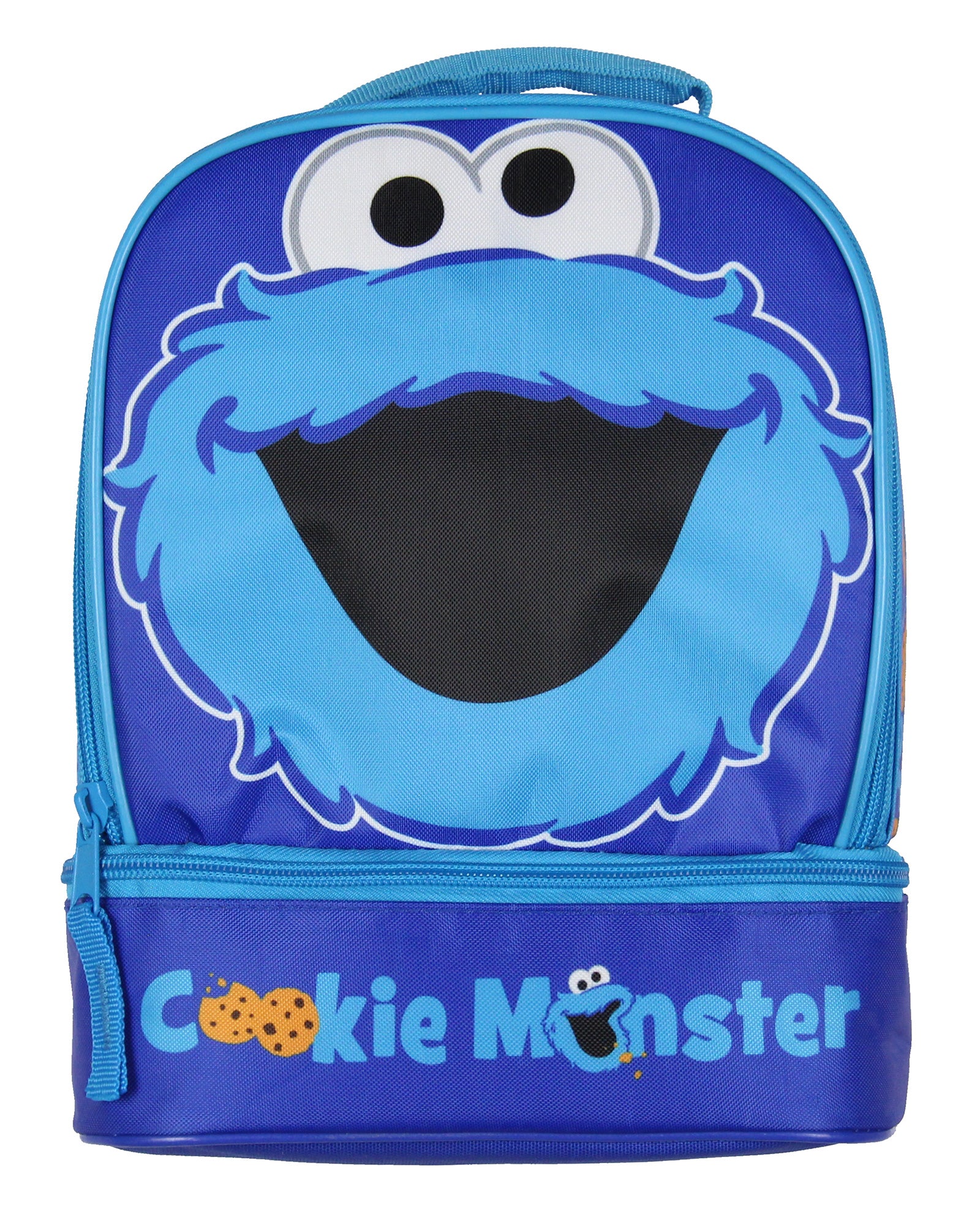 Sesame Street Cookie Monster Dual-Compartment Insulated Lunch Box Bag Tote
