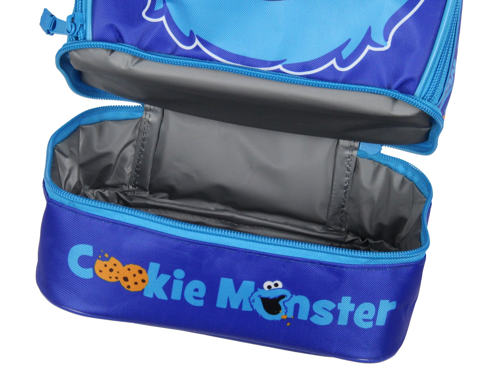 Sesame Street Cookie Monster Dual-Compartment Insulated Lunch Box Bag Tote