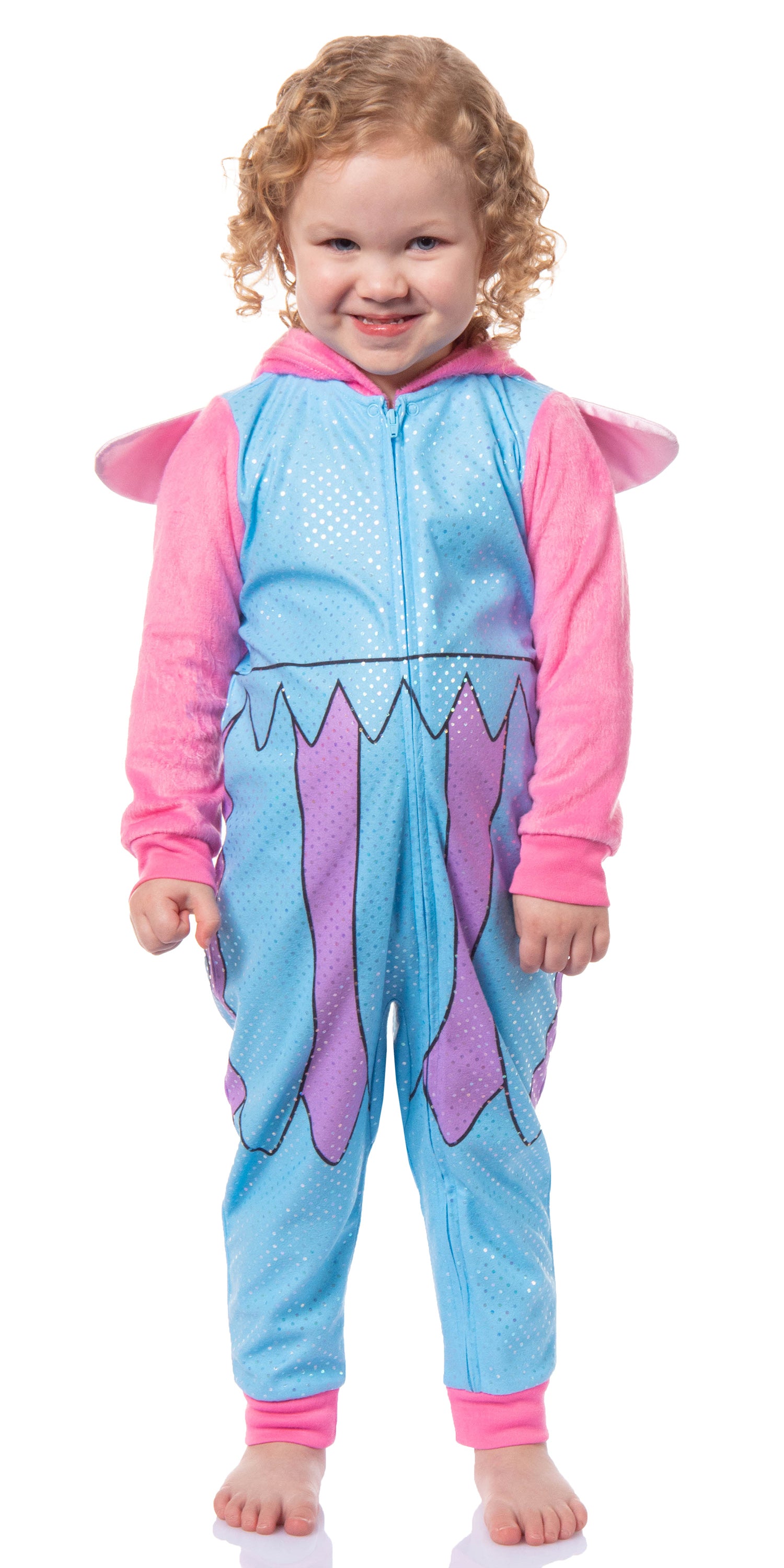 Sesame Street Toddler Kids Union Suit Footless Hooded Pajama (Abby, 2T)