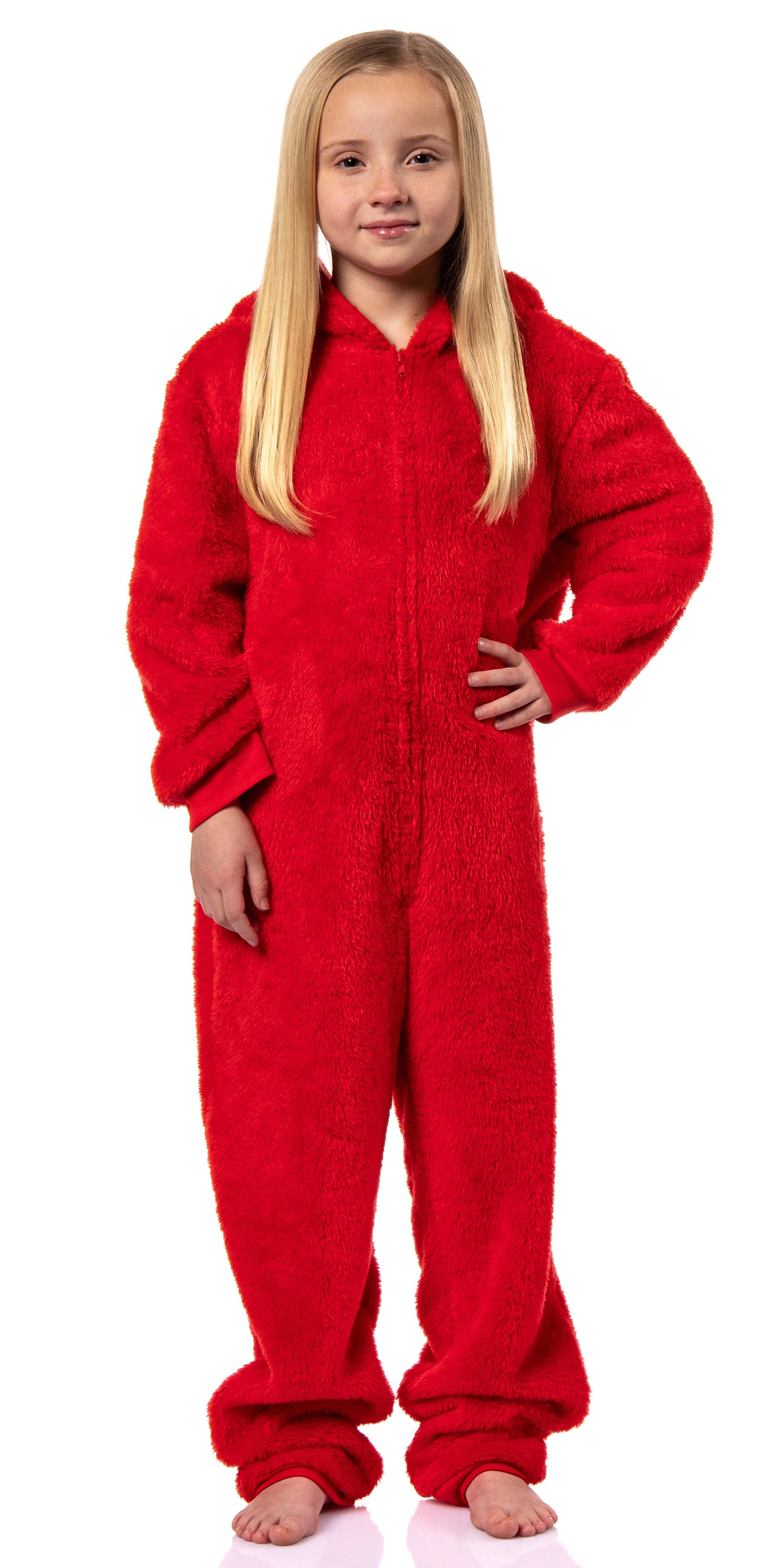 Sesame Street Union Suit Boys' Hooded One Piece Pajama (Elmo, 14/16)