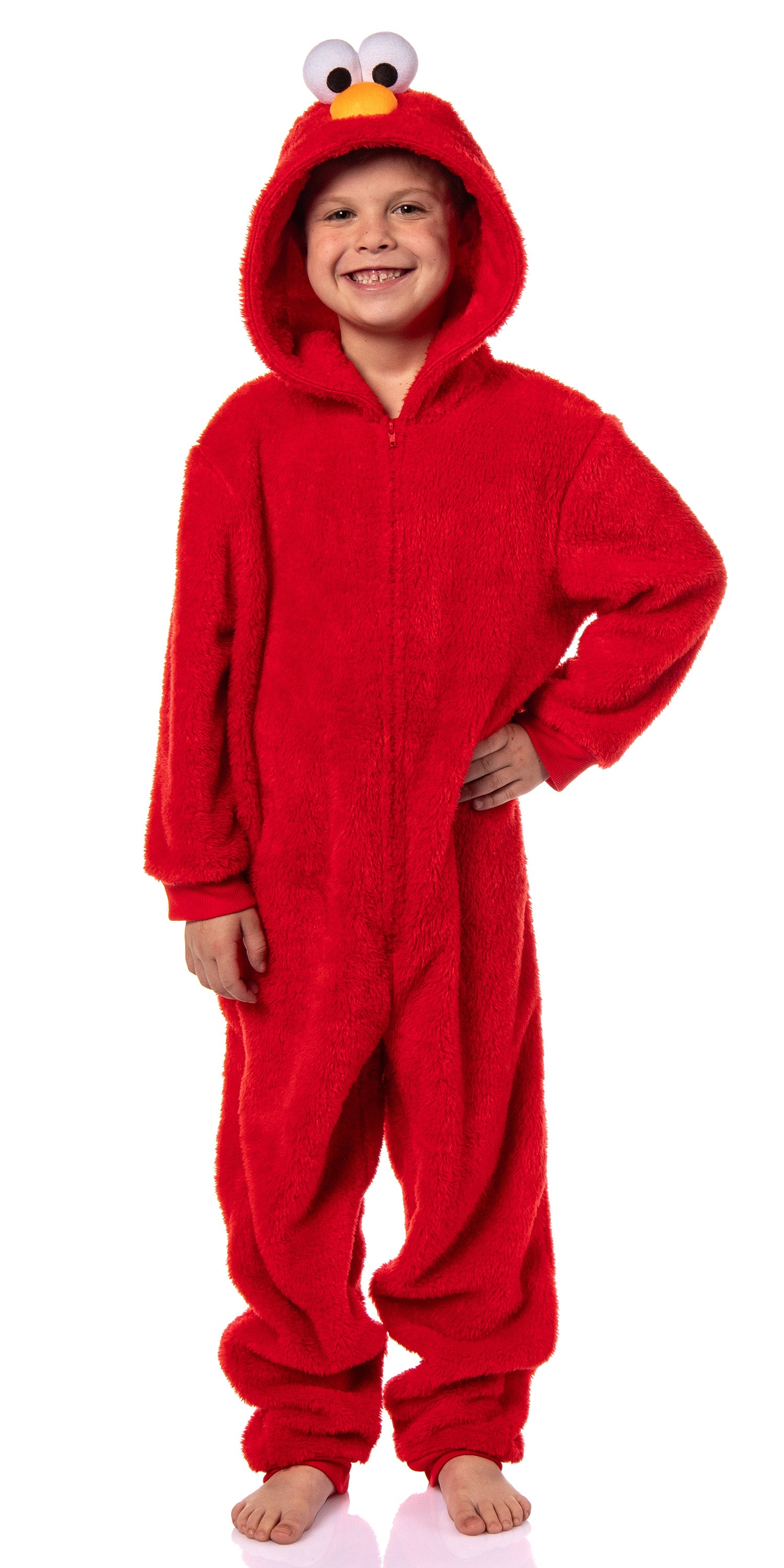 Sesame Street Union Suit Boys' Hooded One Piece Pajama (Elmo, 14/16)