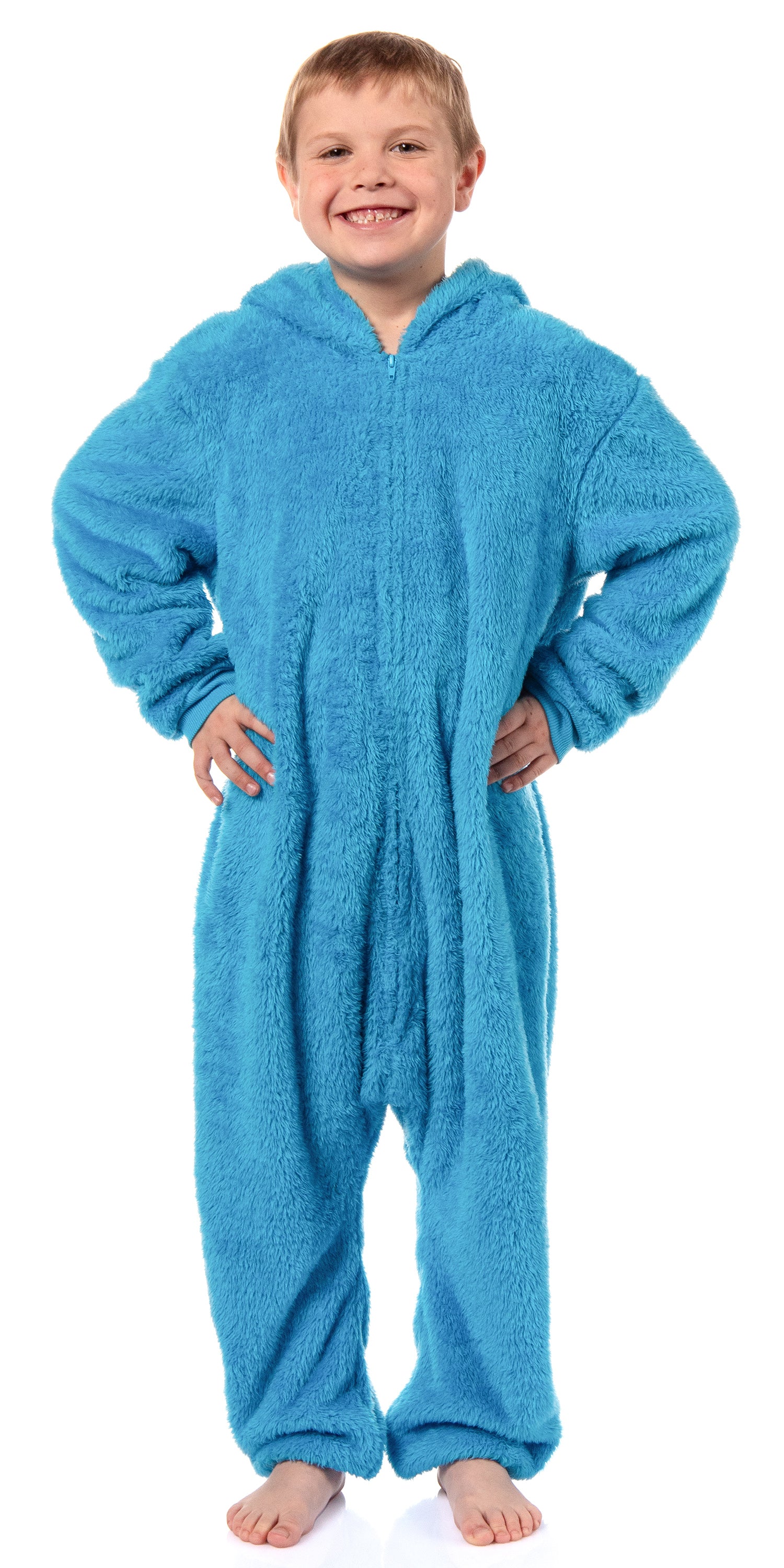Sesame Street Union Suit Boys' Hooded One Piece Pajama (Cookie Monster, 14/16)