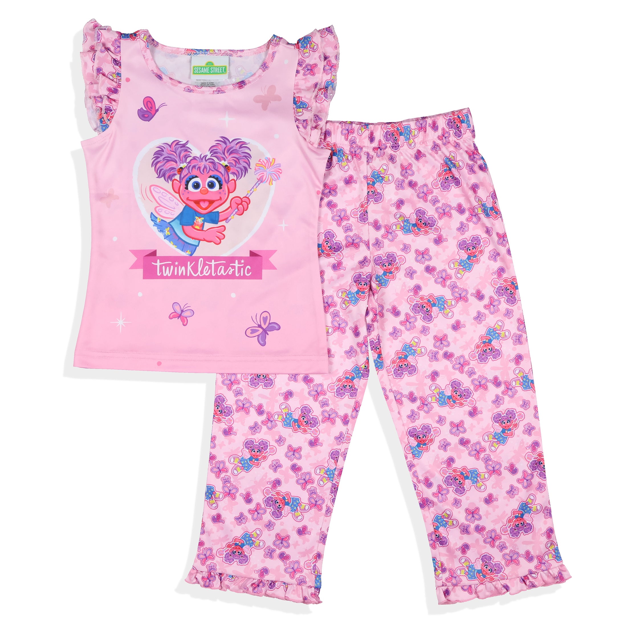 Sesame Street Toddler Girls' Abby Cadabby Ruffle Pant And Shirt Pajama Set