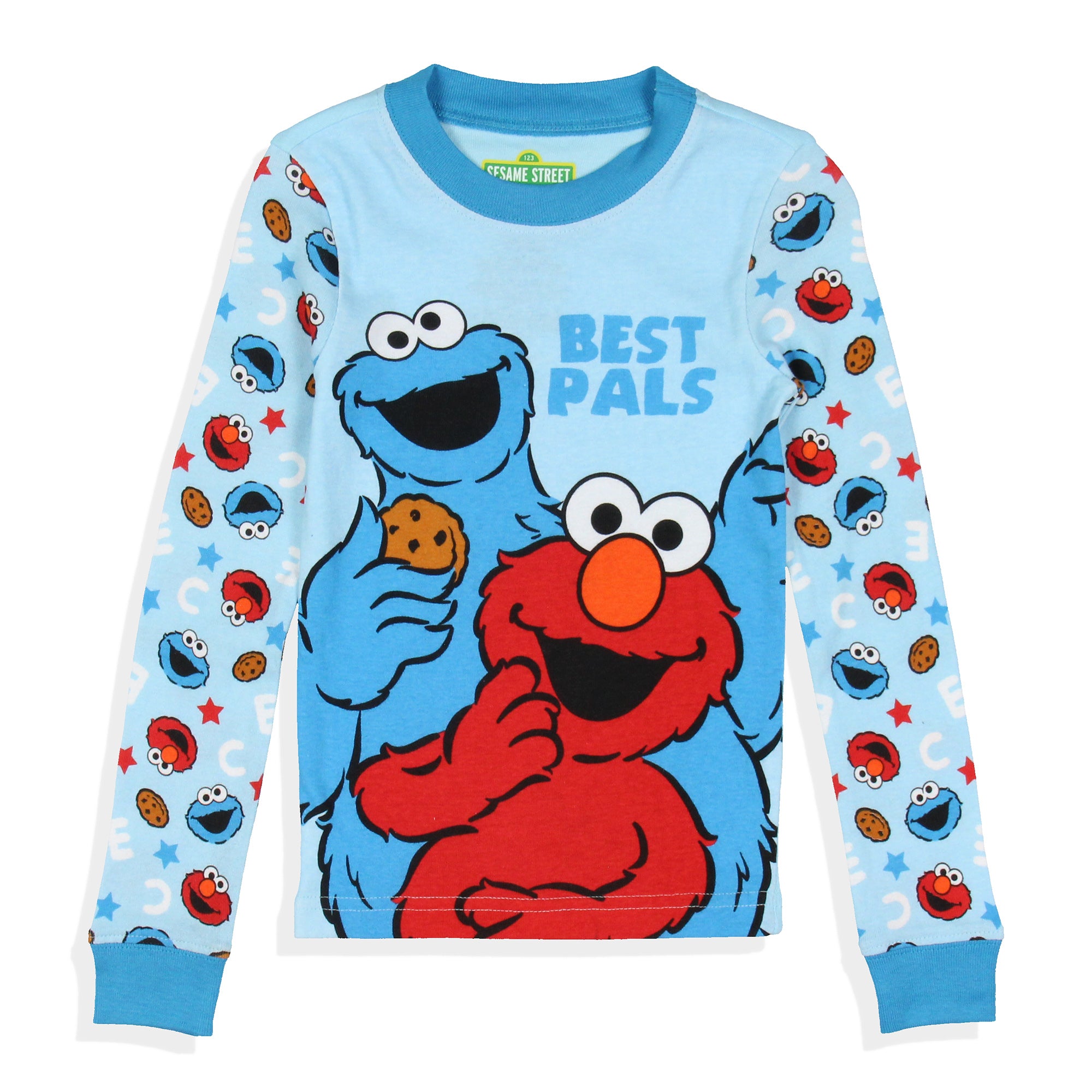 Sesame Street Toddler Boys' Cookie Monster Elmo Best Pals 2 Piece Long Sleeve Pajama Set (4T)