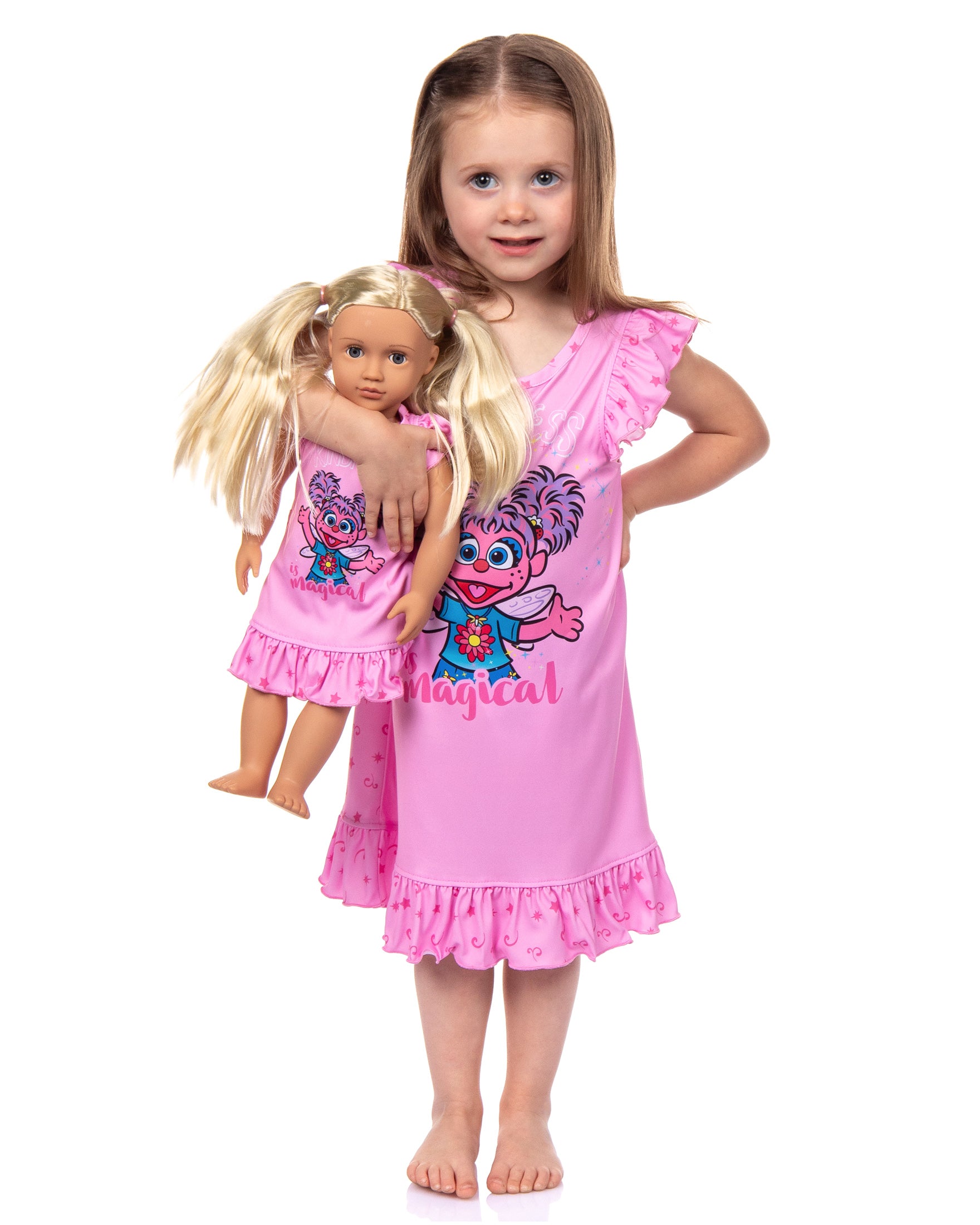 Sesame Street Pajamas Toddler Girls' Abby Cadabby Matching Doll Nightgown