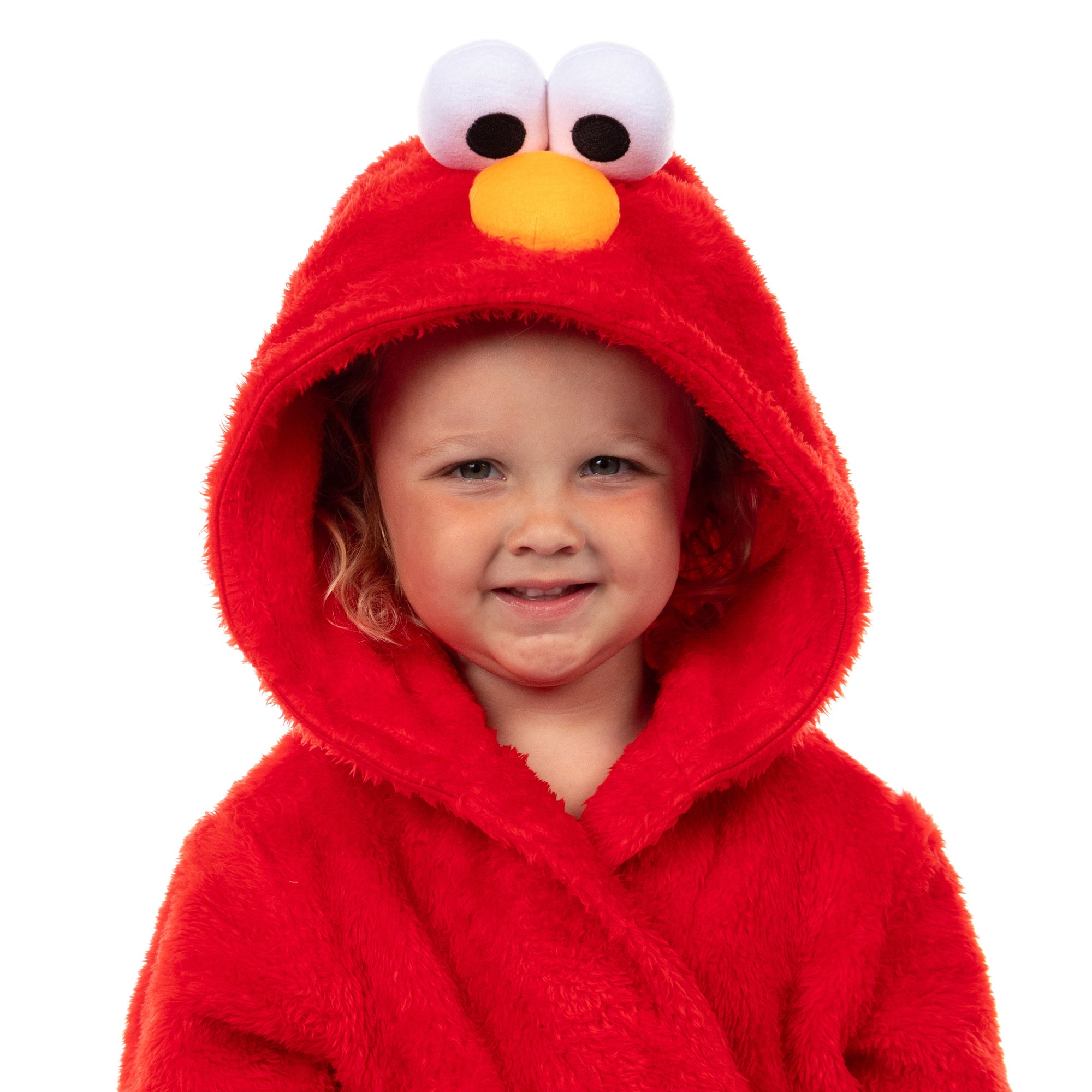 Sesame Street Toddler Robe Elmo Plush Faux Fur Hooded Bathrobe