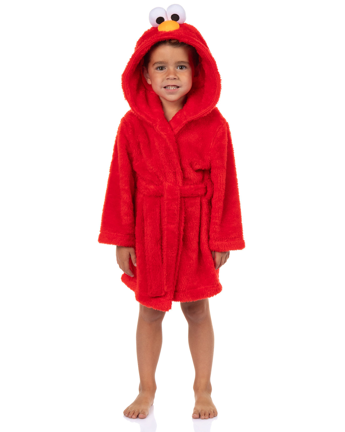 Sesame Street Toddler Robe Elmo Plush Faux Fur Hooded Bathrobe