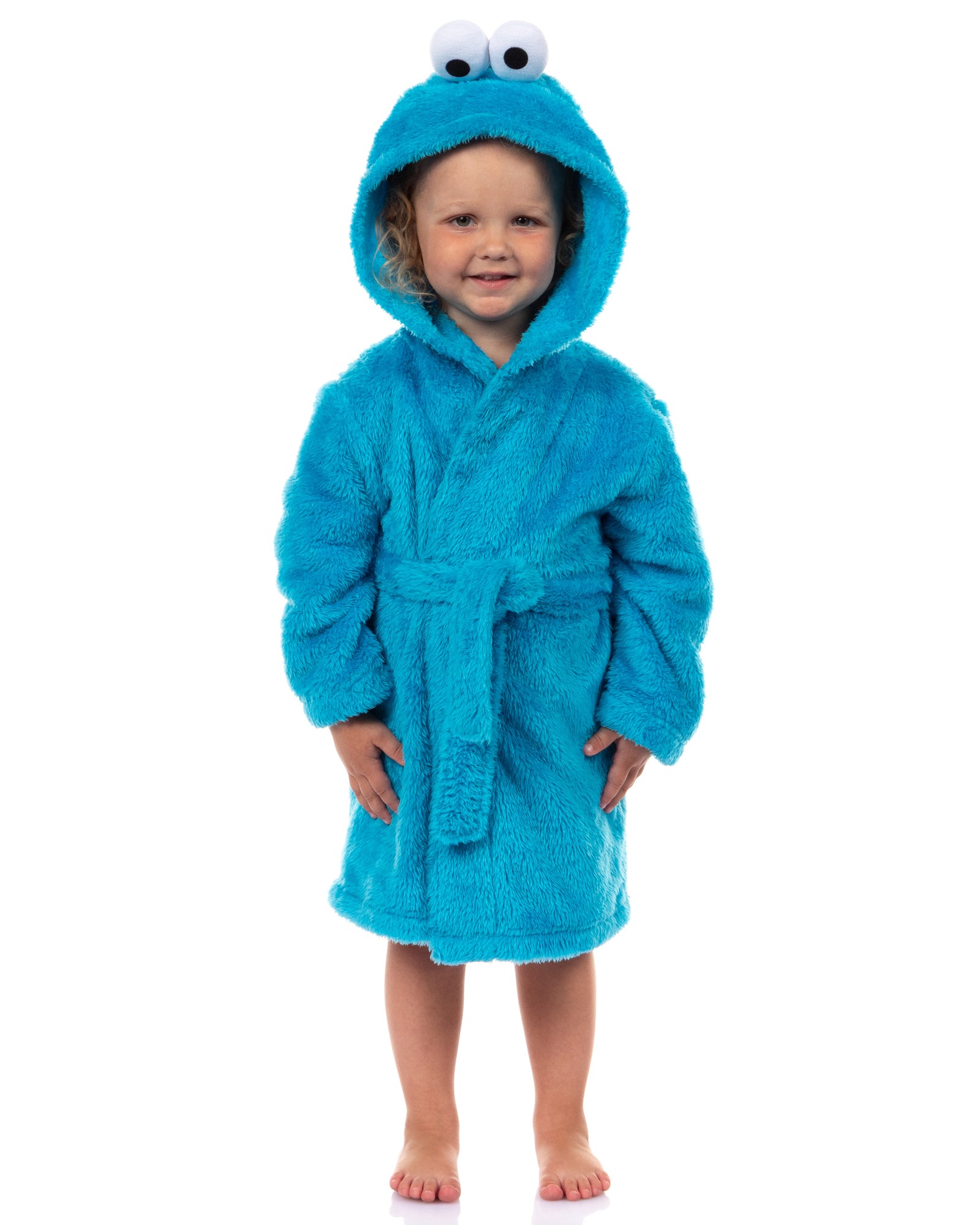 Sesame Street Robe Toddler Cookie Monster Faux Fur Hooded Bathrobe