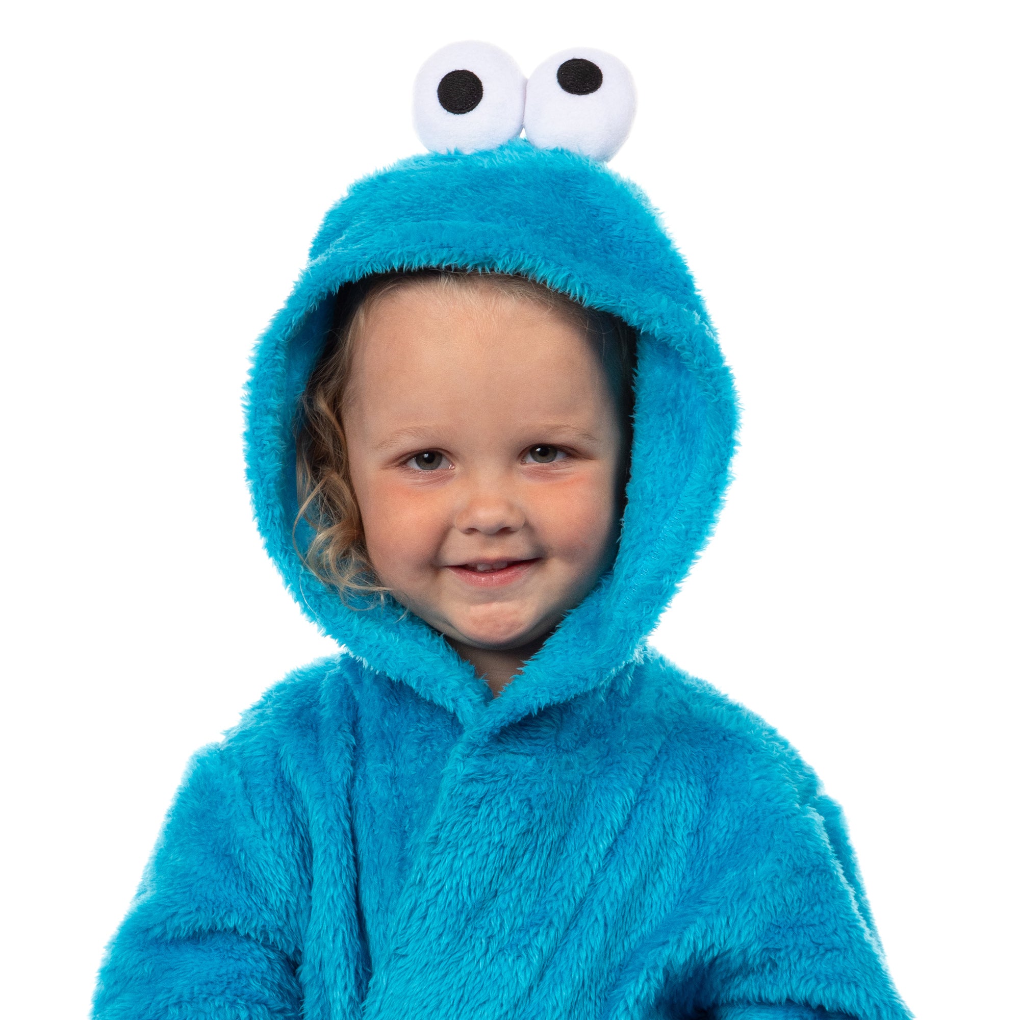 Sesame Street Robe Toddler Cookie Monster Faux Fur Hooded Bathrobe
