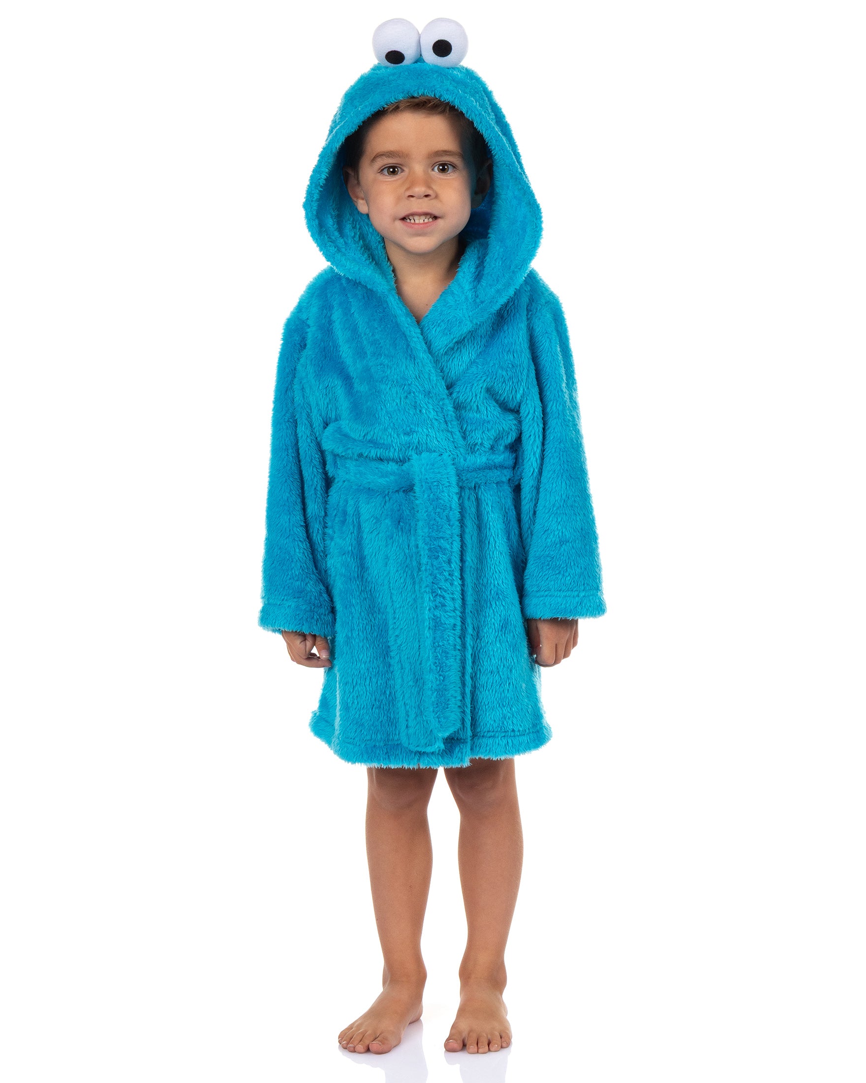 Sesame Street Robe Toddler Cookie Monster Faux Fur Hooded Bathrobe