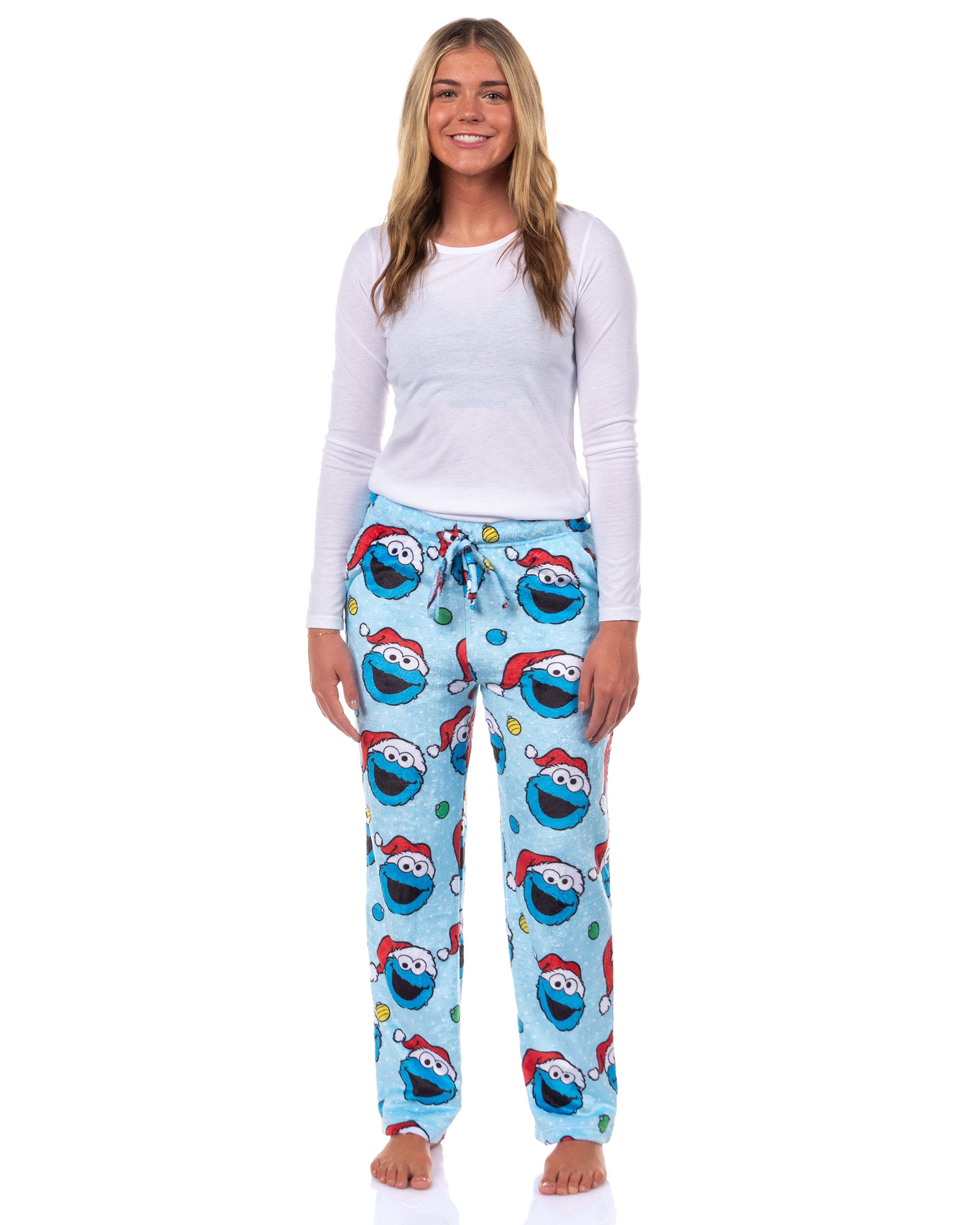 Sesame Street Cookie Monster Pajamas Women's Fleece Lounge Sleep Pants