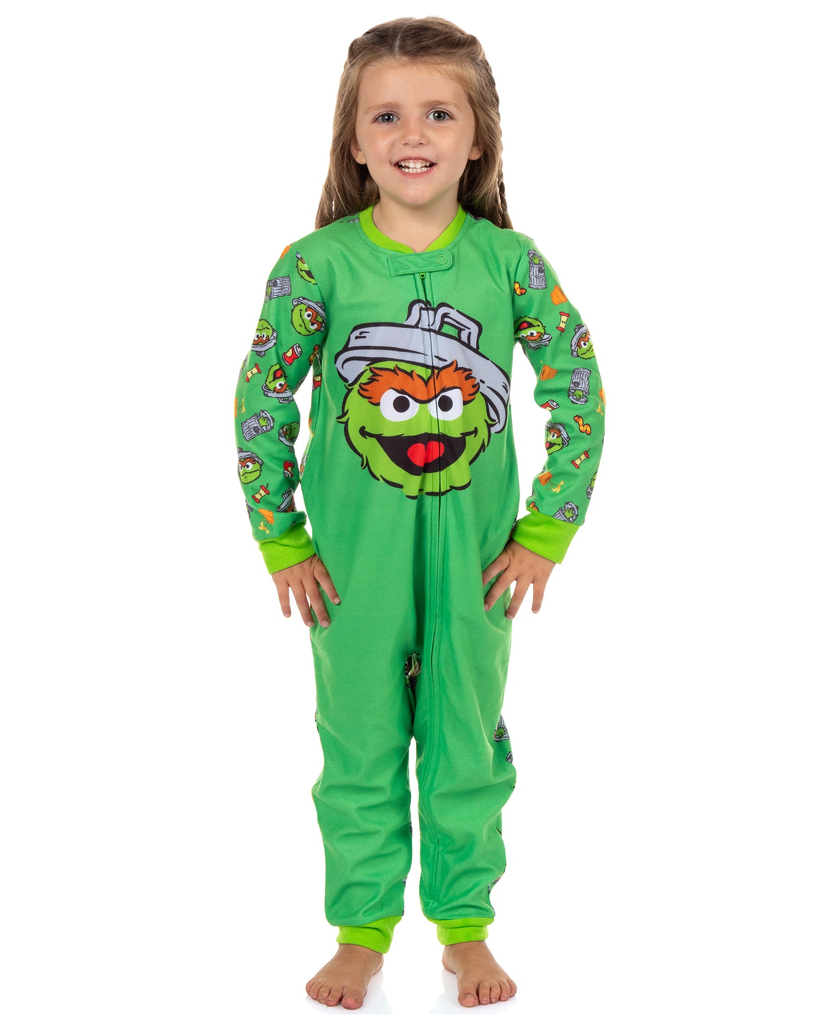 Sesame Street Pajamas Toddler Oscar The Grouch Zip Front Footless Sleeper