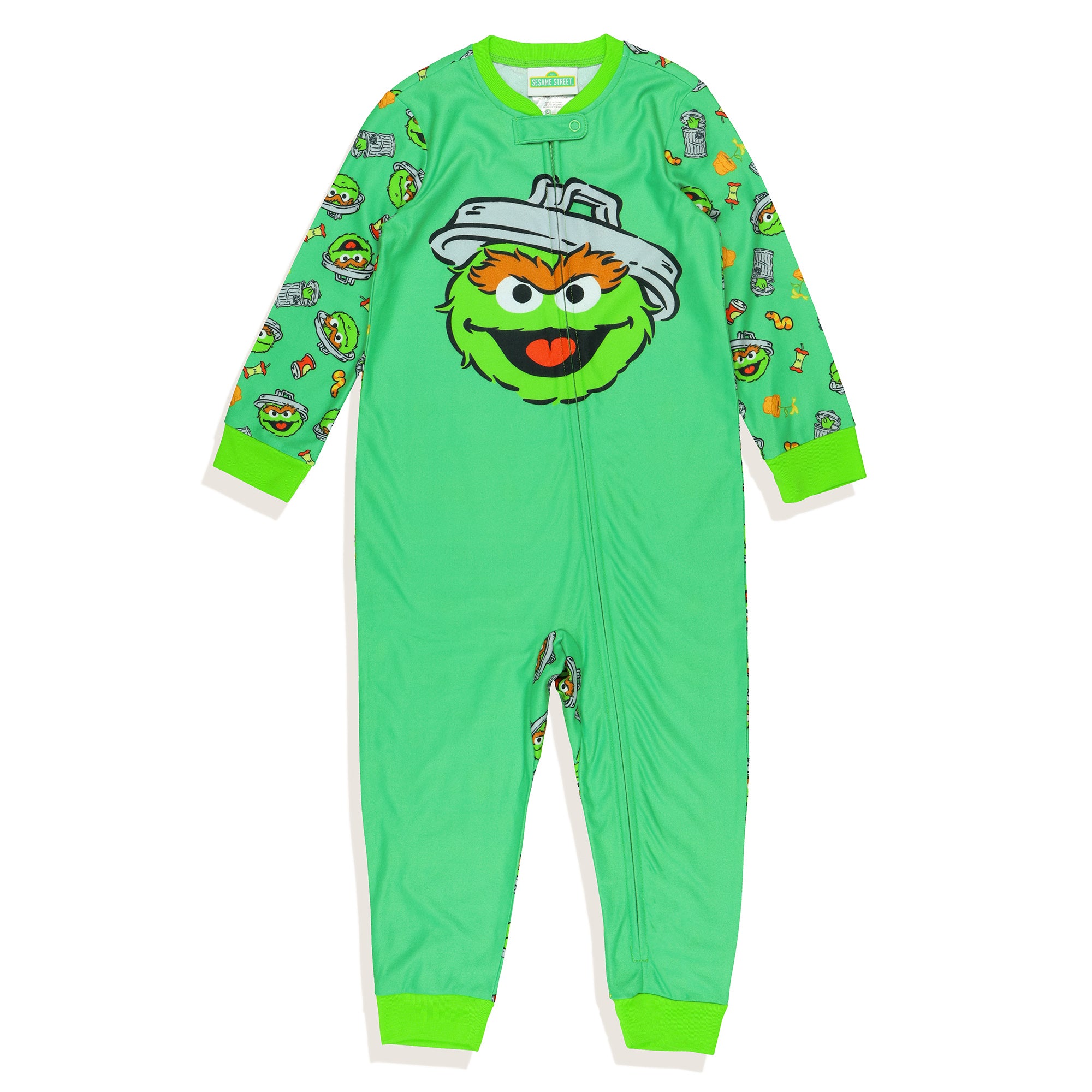 Sesame Street Pajamas Toddler Oscar The Grouch Zip Front Footless Sleeper