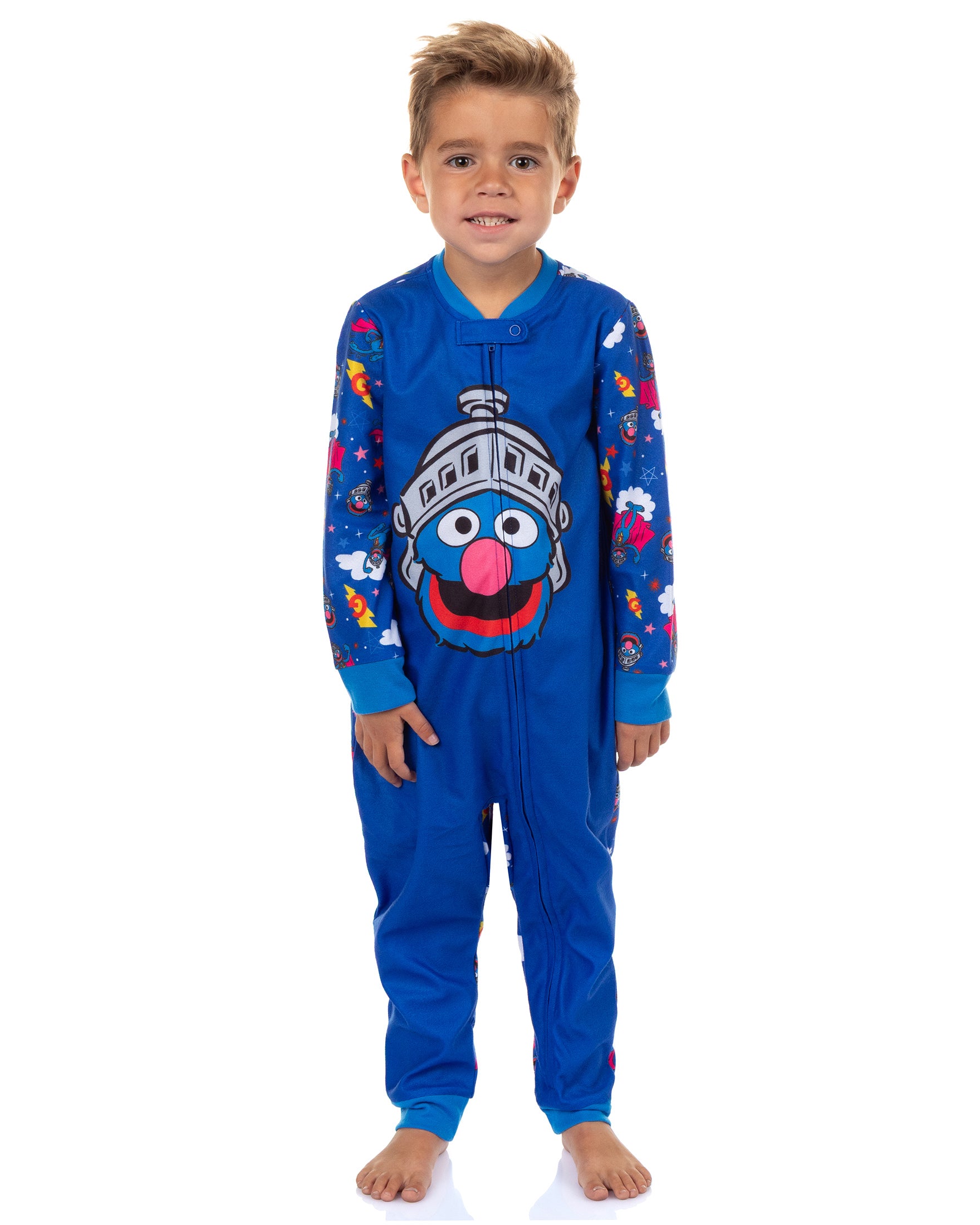 Sesame Street Super Grover Pajamas Toddler Zip Front Footless Sleeper