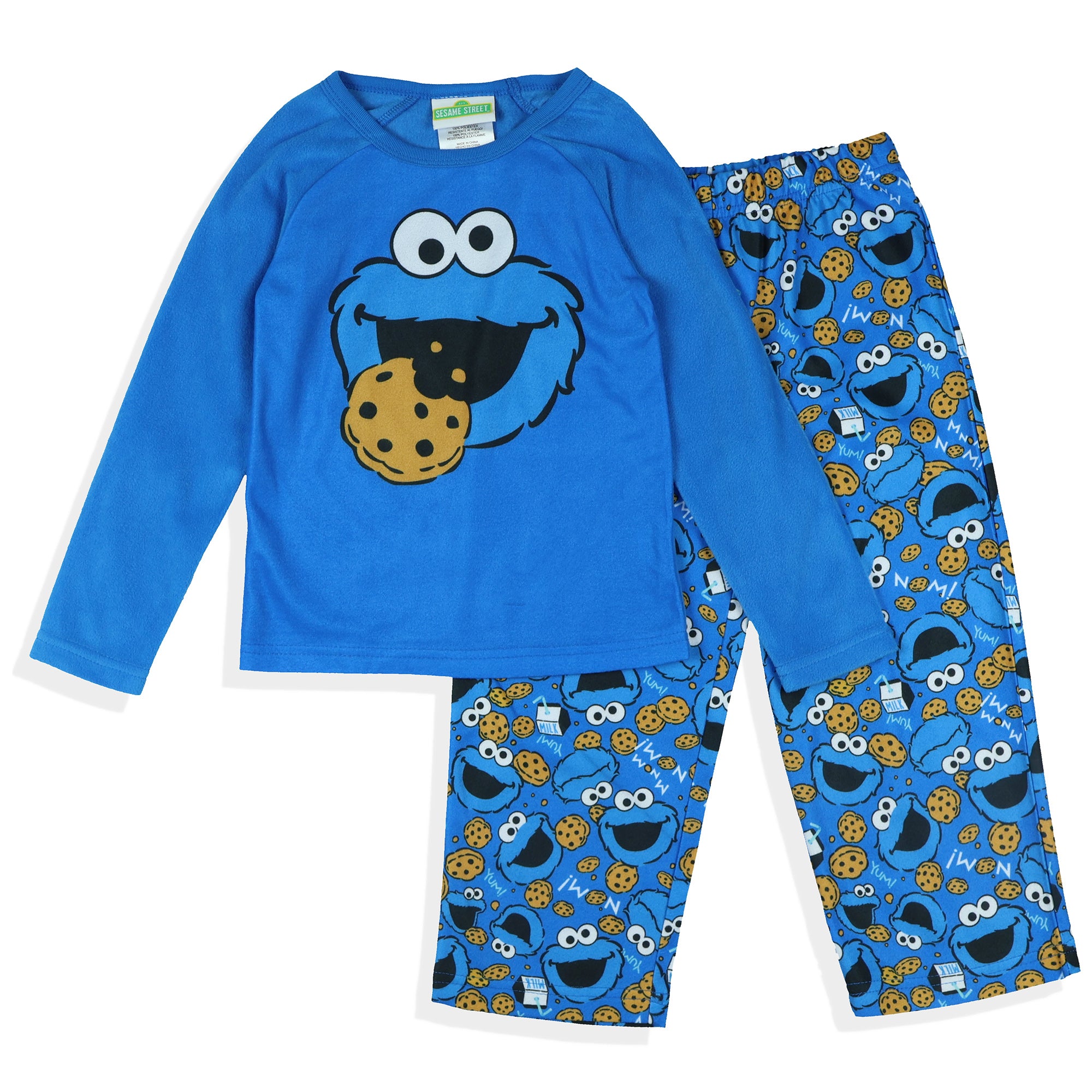 Sesame Street Pajamas Toddler Boy's Cookie Monster Long Sleeve and Pant Set