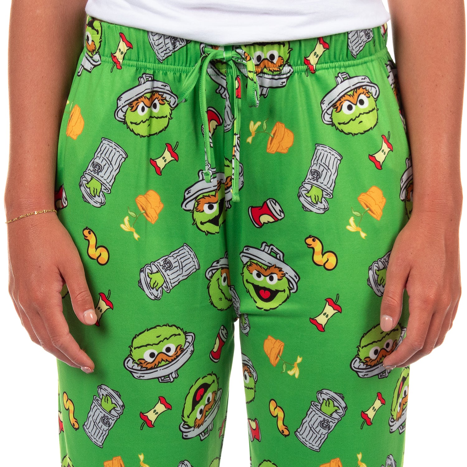 Sesame Street Pajama Pants Adult Oscar The Grouch Garbage Lounge Bottoms