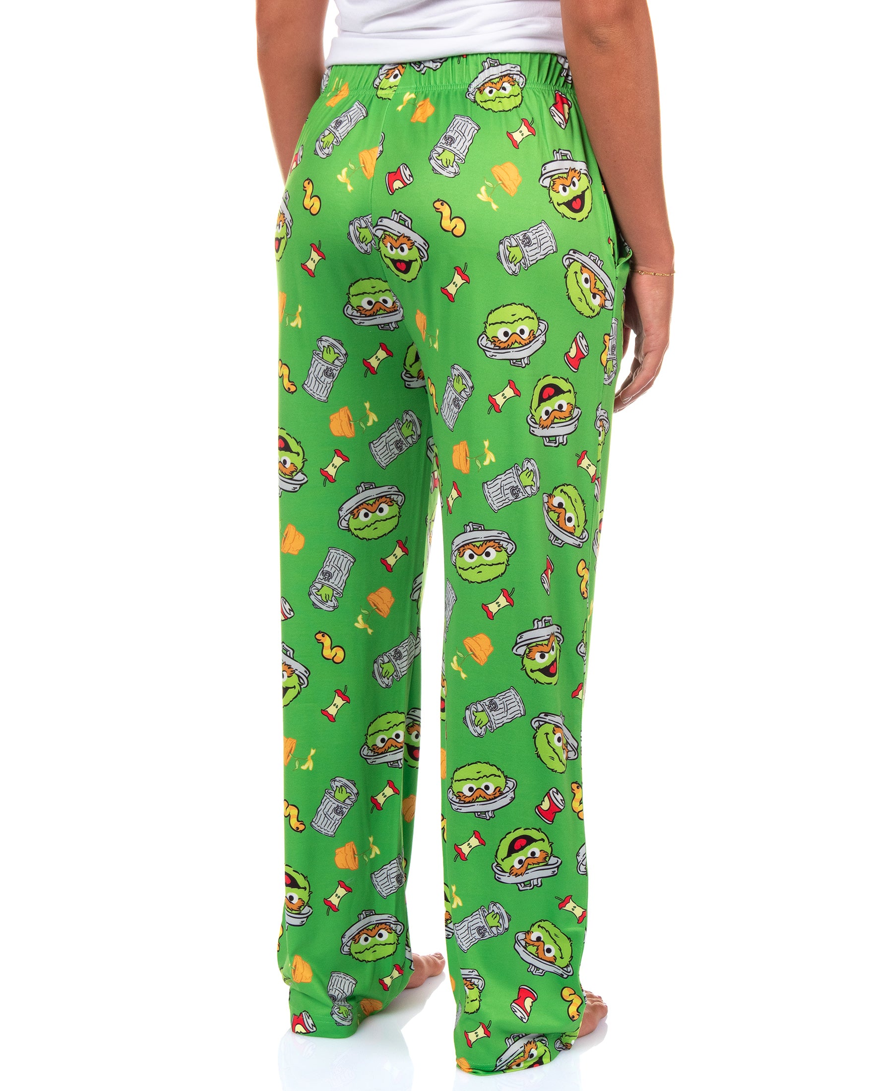 Sesame Street Pajama Pants Adult Oscar The Grouch Garbage Lounge Bottoms