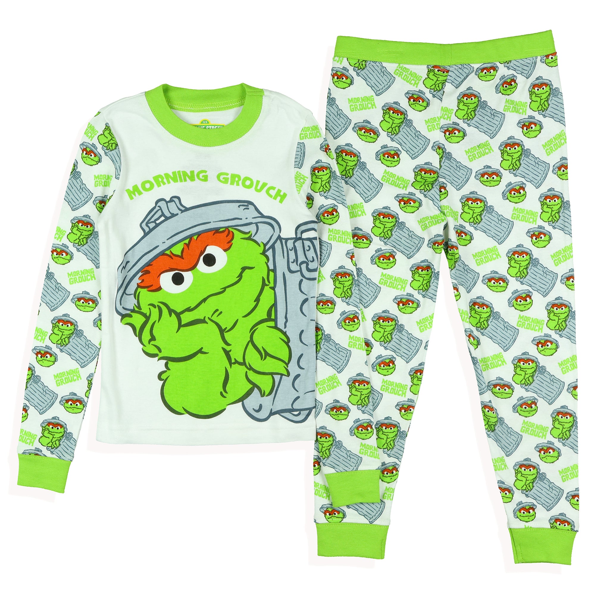 Oscar the Grouch Toddler Boys' Morning Grouch Tight Fit Pajama