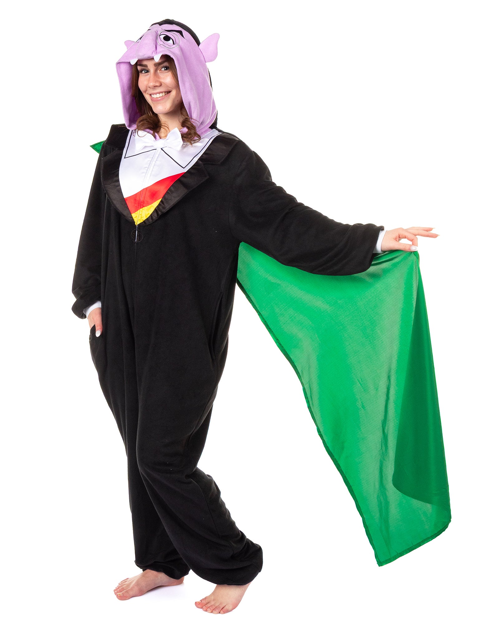 Sesame Street Union Suit Men's Count Hooded One Piece Pajama Costume (XXS/XS)