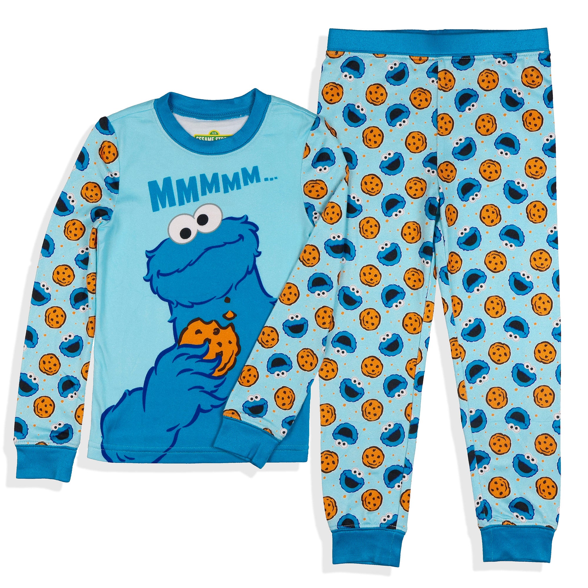 Sesame Street Pajamas Toddler Boy Cookie Monster Long Sleeve Pant Set (4T)