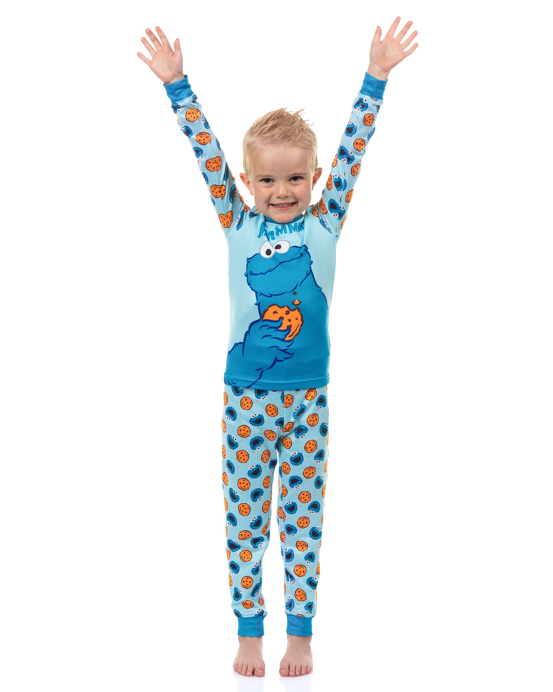 Sesame Street Pajamas Toddler Boy Cookie Monster Long Sleeve Pant Set (3T)