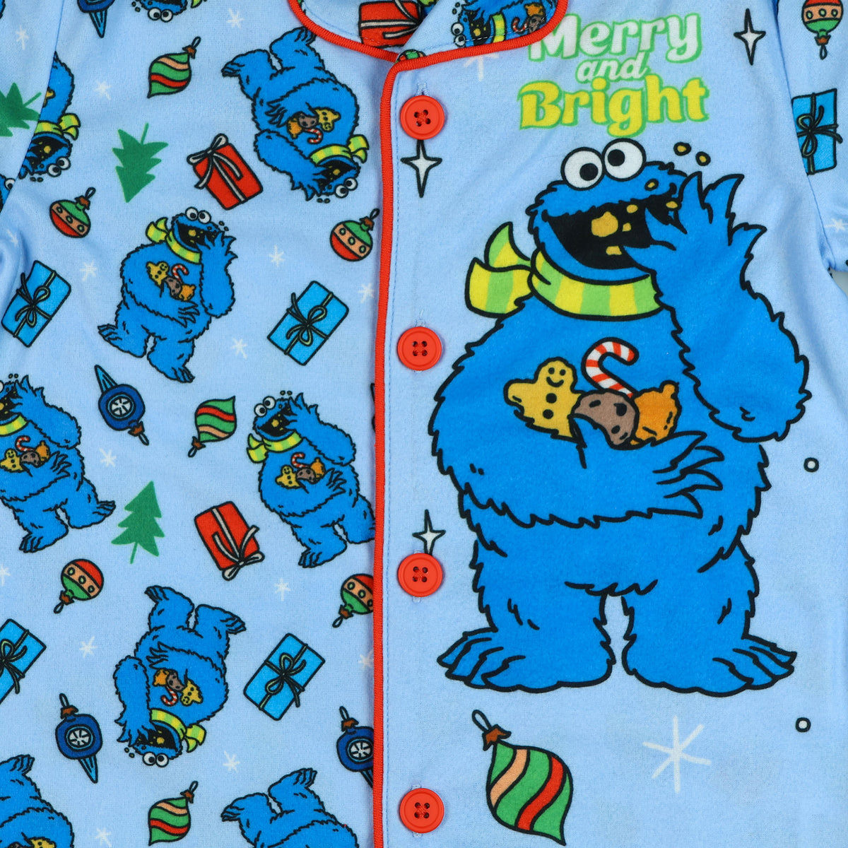 Sesame Street Cookie Monster Holiday Theme Toddler Boy's Button Coat Pajamas