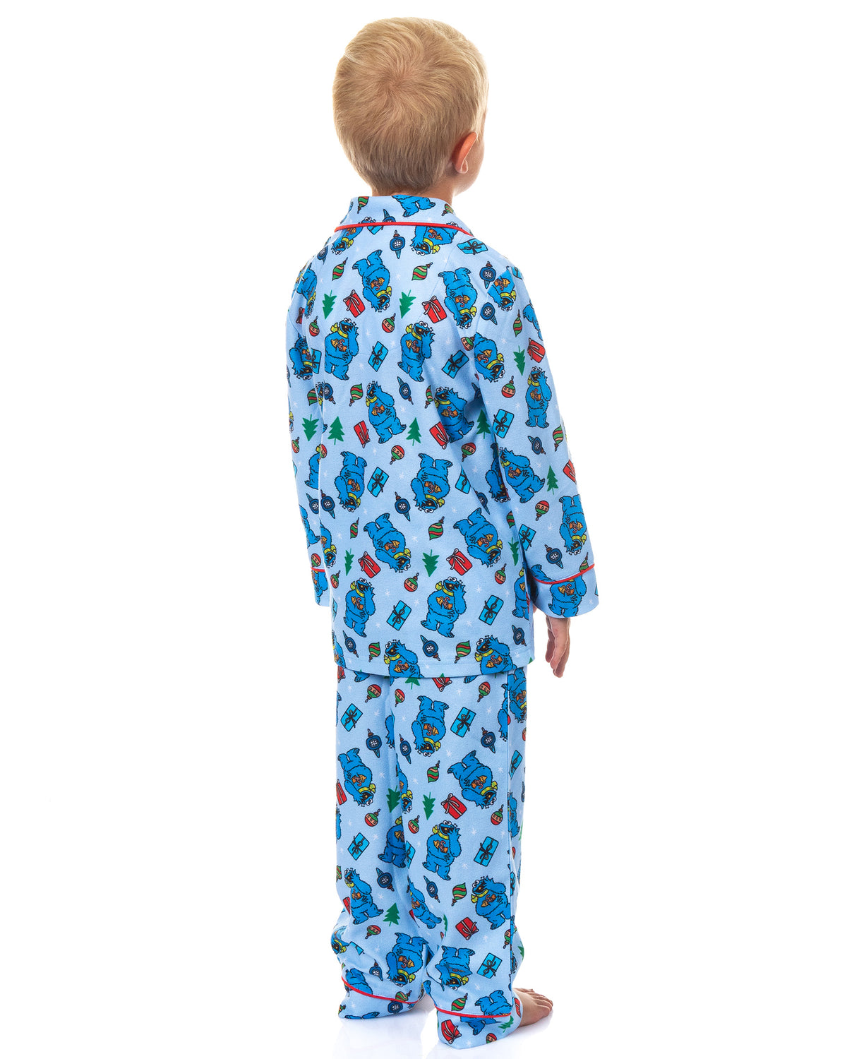 Sesame Street Cookie Monster Holiday Theme Toddler Boy's Button Coat Pajamas