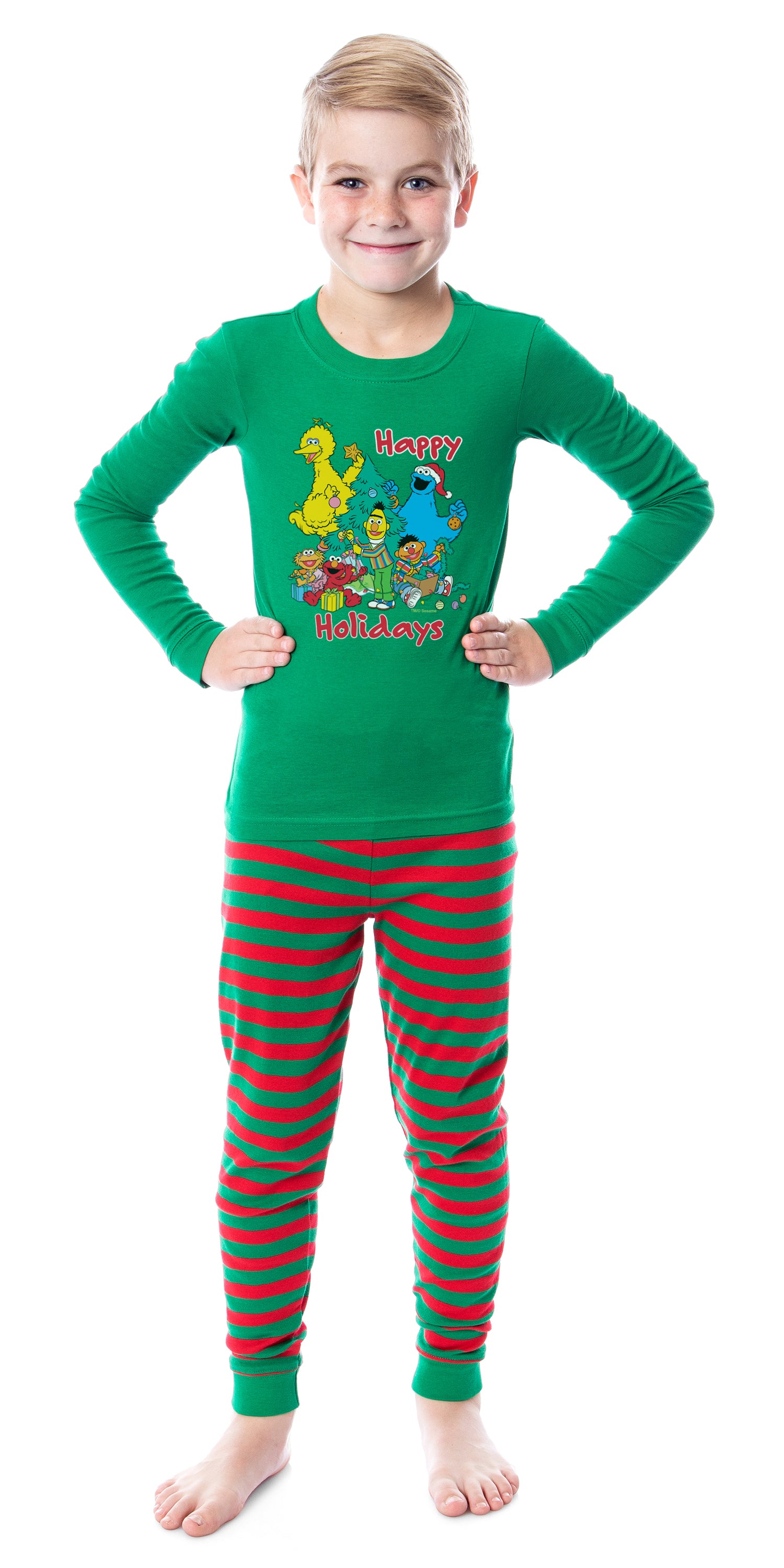 Sesame Street Child Boys' Christmas Happy Holidays Sleep Pajama Set