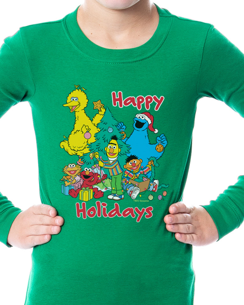 Sesame Street Child Boys' Christmas Happy Holidays Sleep Pajama Set
