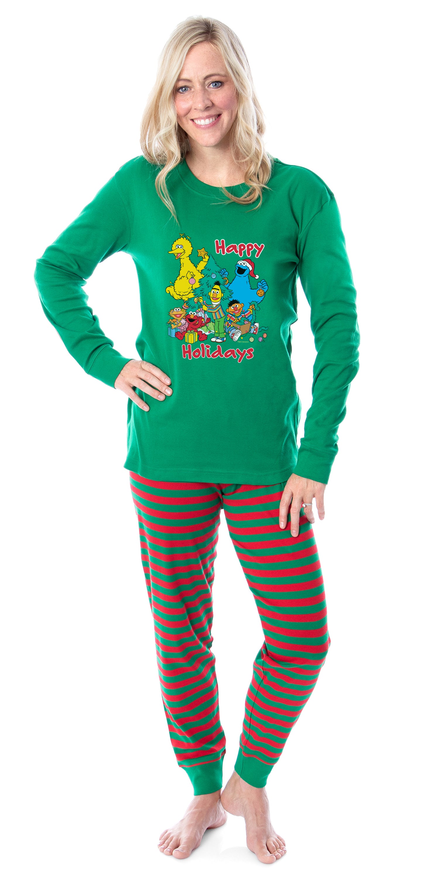 Sesame Street Unisex Family Christmas Happy Holidays Sleep Pajama Set