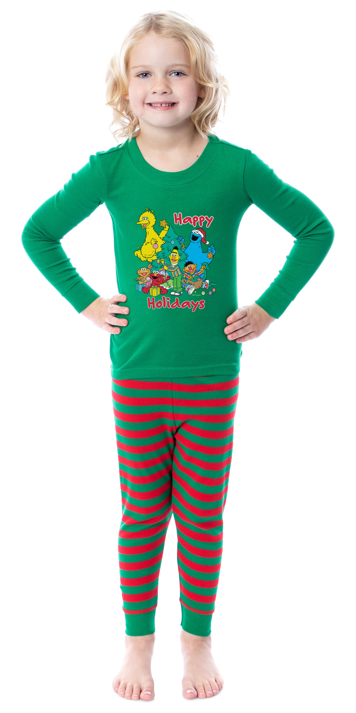 Sesame Street Child Boys' Christmas Happy Holidays Sleep Pajama Set
