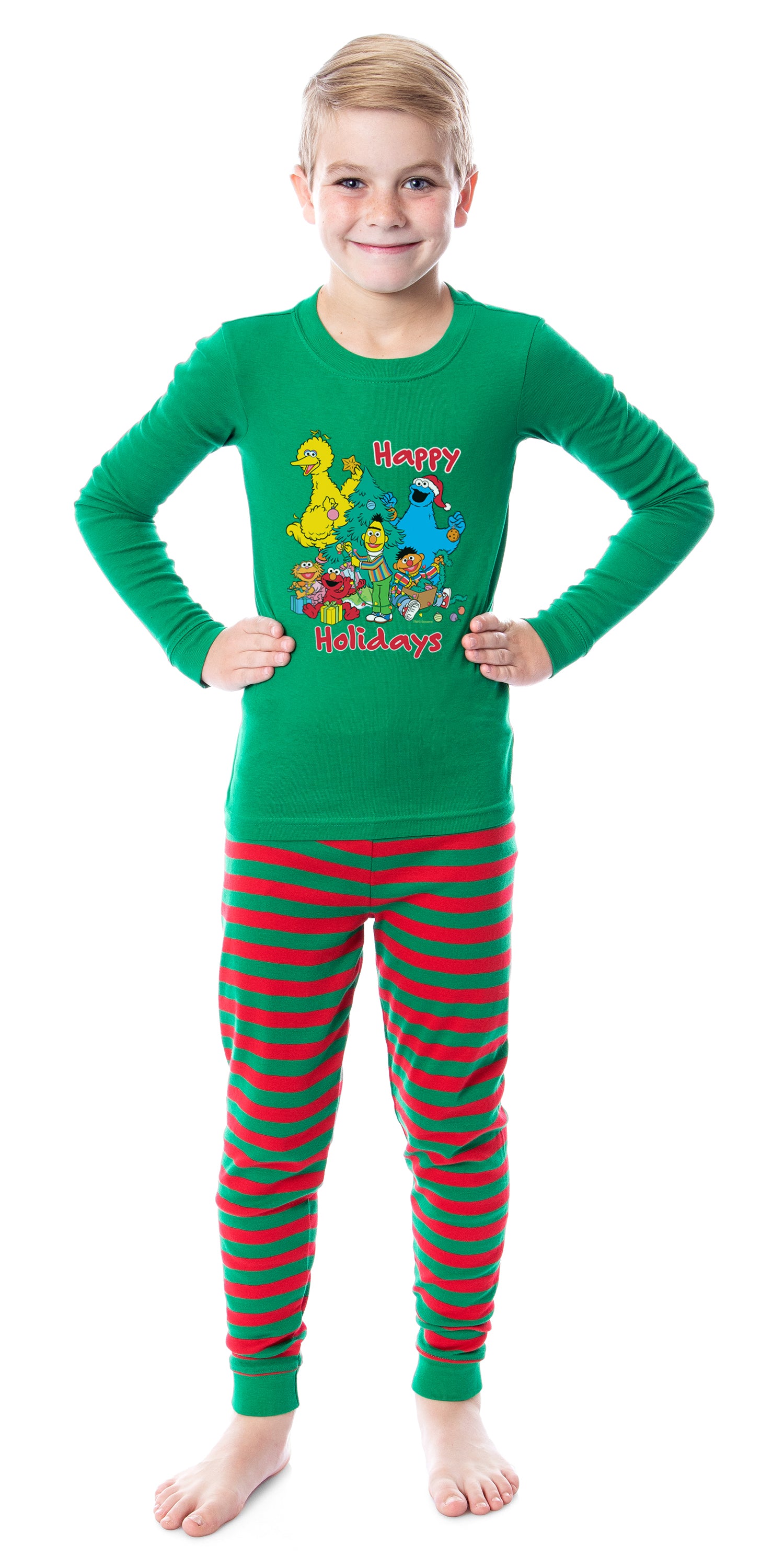 Sesame Street Child Boys' Christmas Happy Holidays Sleep Pajama Set