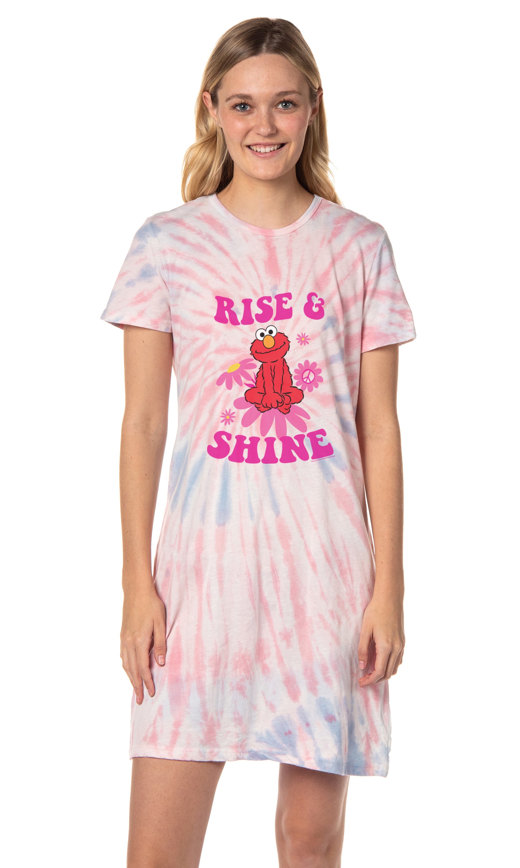 Sesame Street Women's Elmo Rise and Shine Nightgown Sleep Pajama Shirt