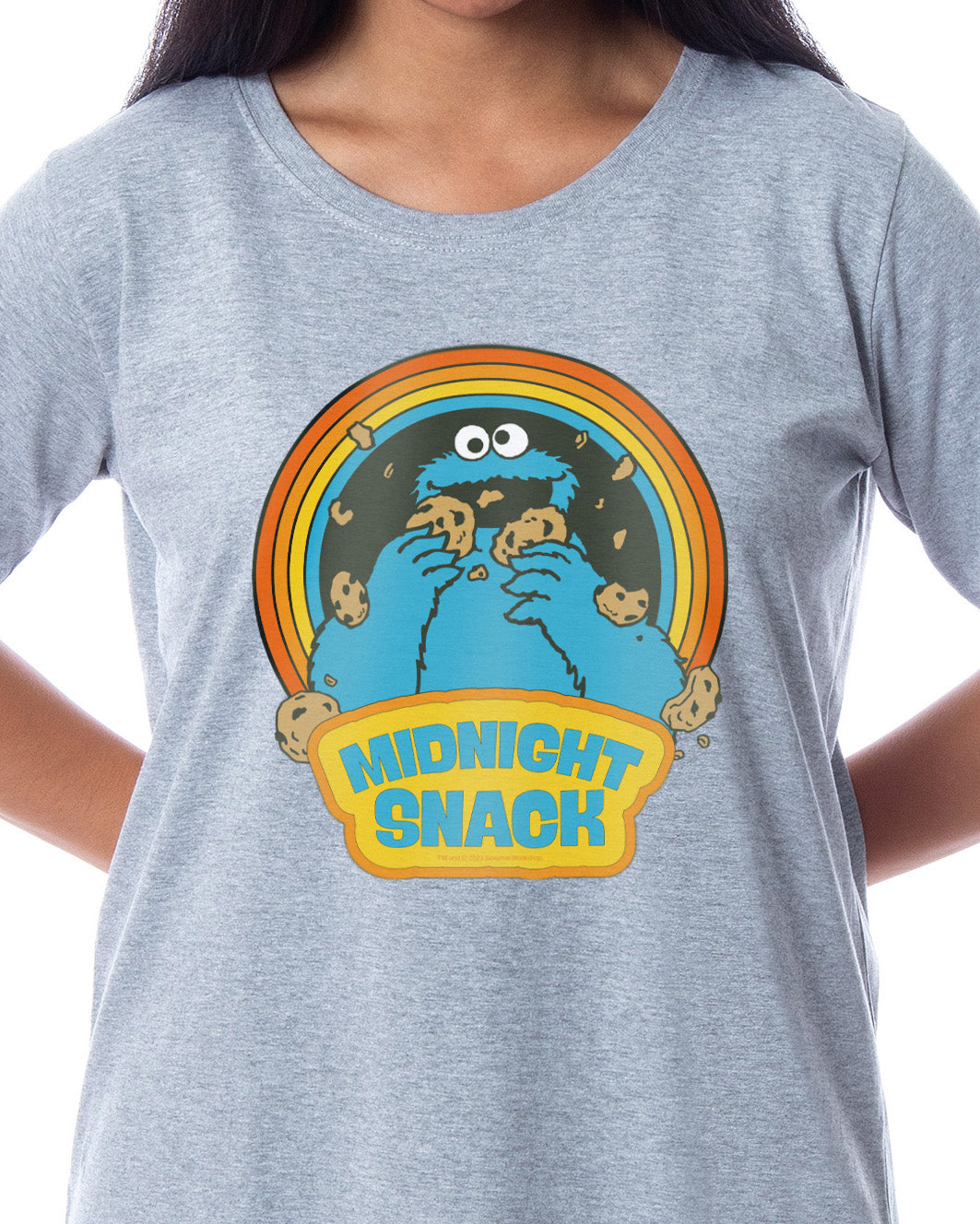 Sesame Street Women's Cookie Monster Midnight Snack Nightgown Sleep Pajama Shirt Dress