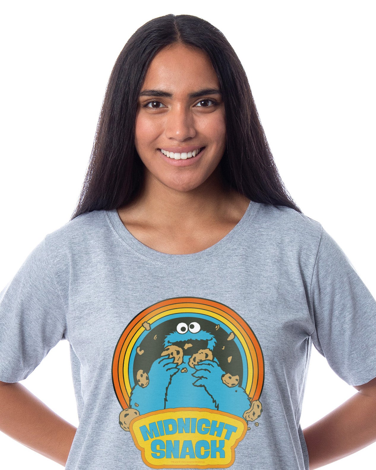 Sesame Street Women's Cookie Monster Midnight Snack Nightgown Sleep Pajama Shirt Dress