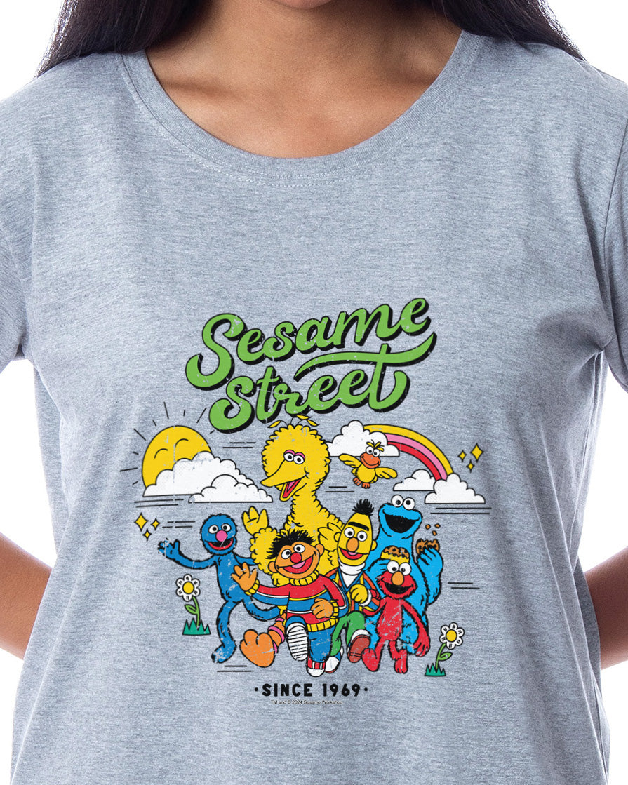 Sesame Street Women's Vintage Print 1969 Nightgown Sleep Pajama Shirt Dress