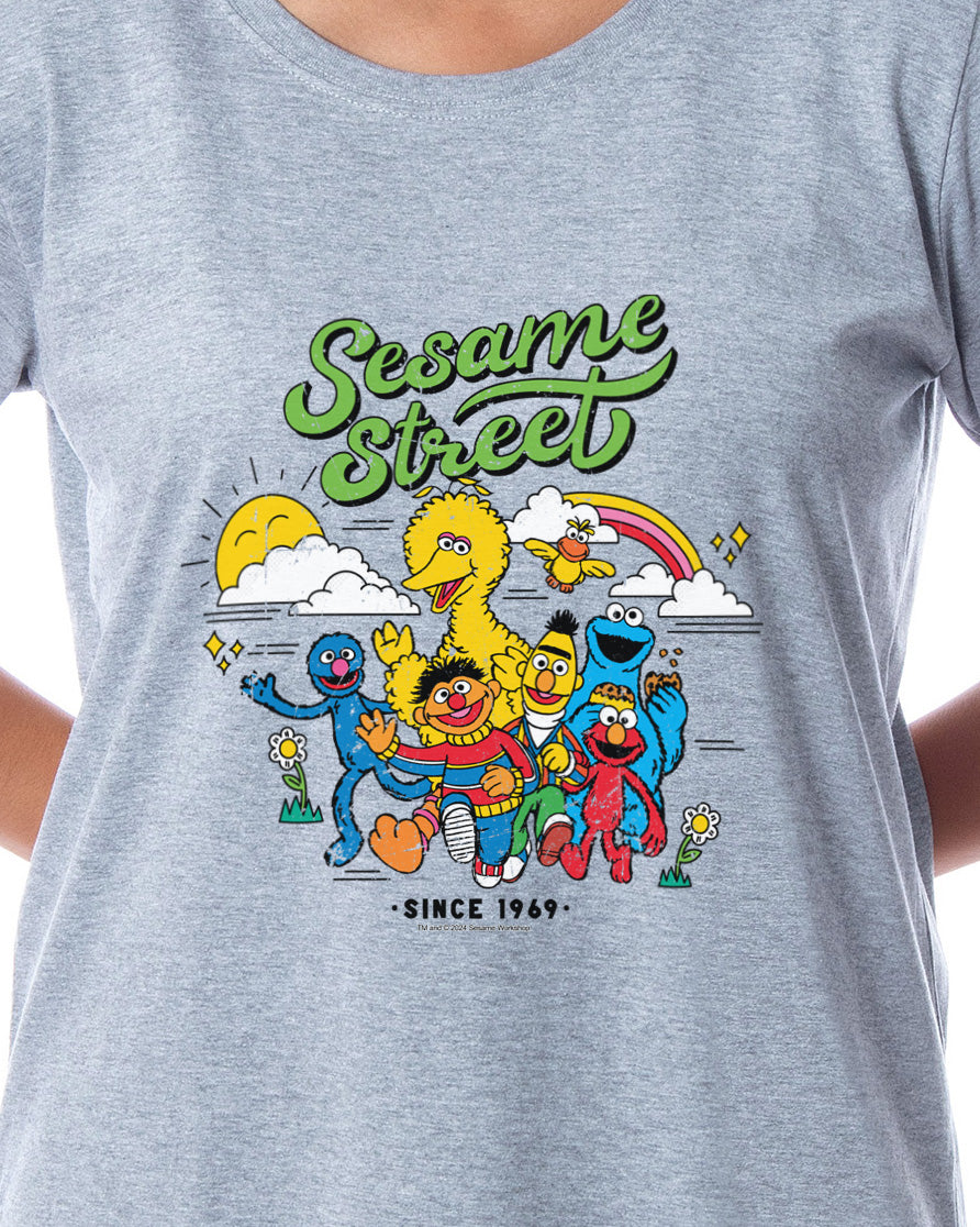 Sesame Street Women's Vintage Print 1969 Nightgown Sleep Pajama Shirt Dress