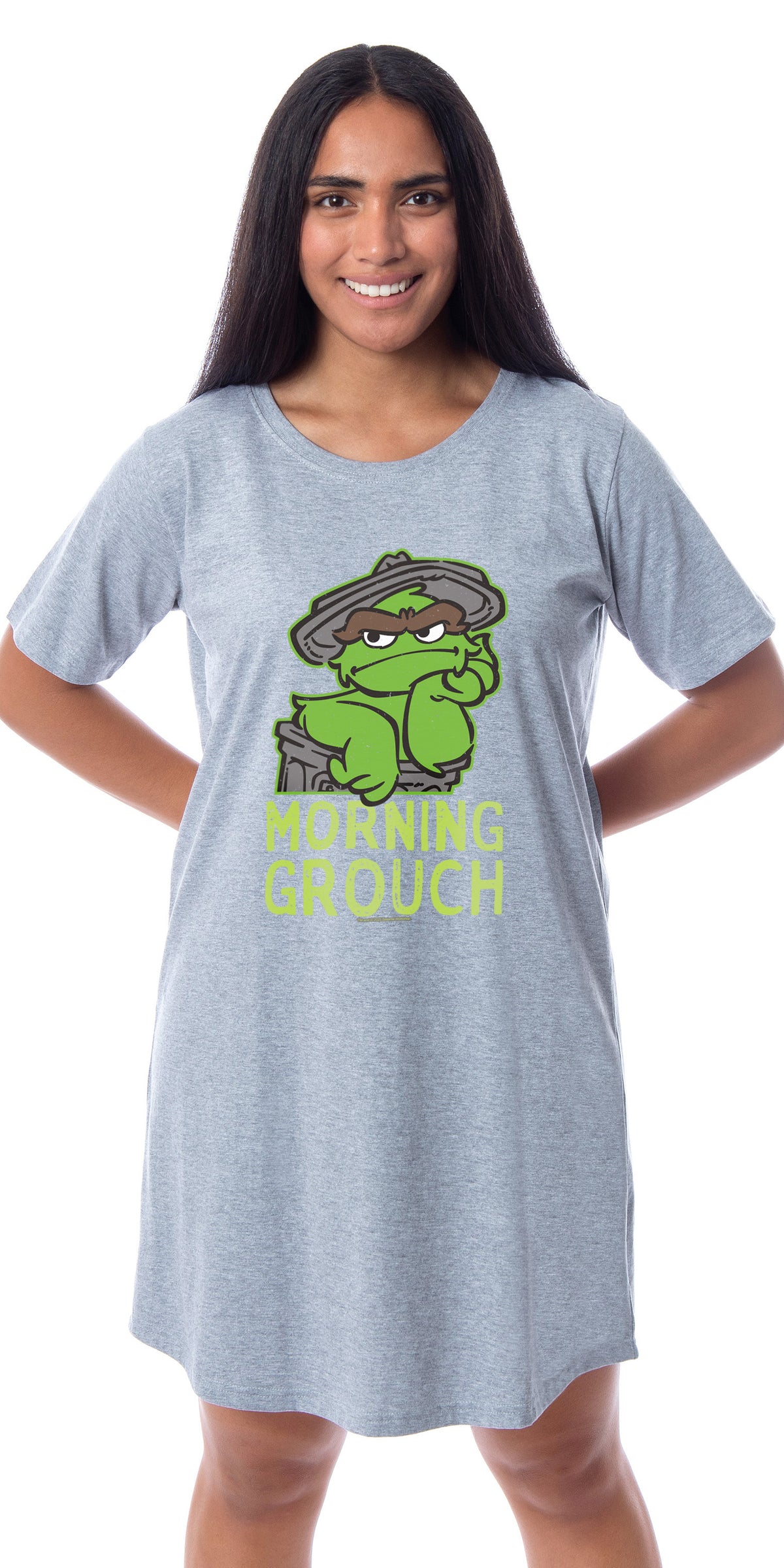 Sesame Street Women's Oscar the Grouch Pajama Dorm Sleep Shirt Nightgown
