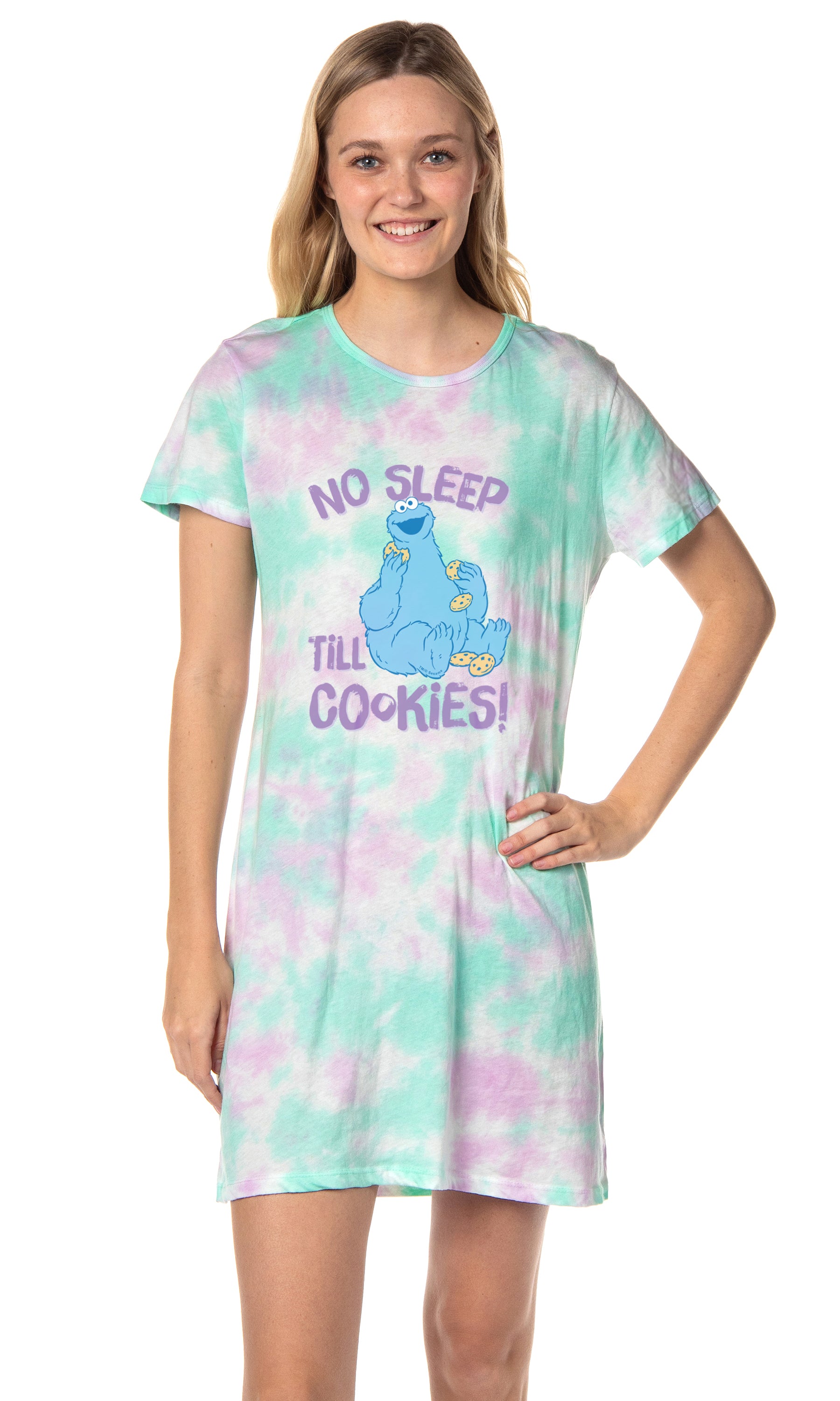 Sesame Street Women's Cookie Monster Nightgown Sleep Pajama Shirt For Adults