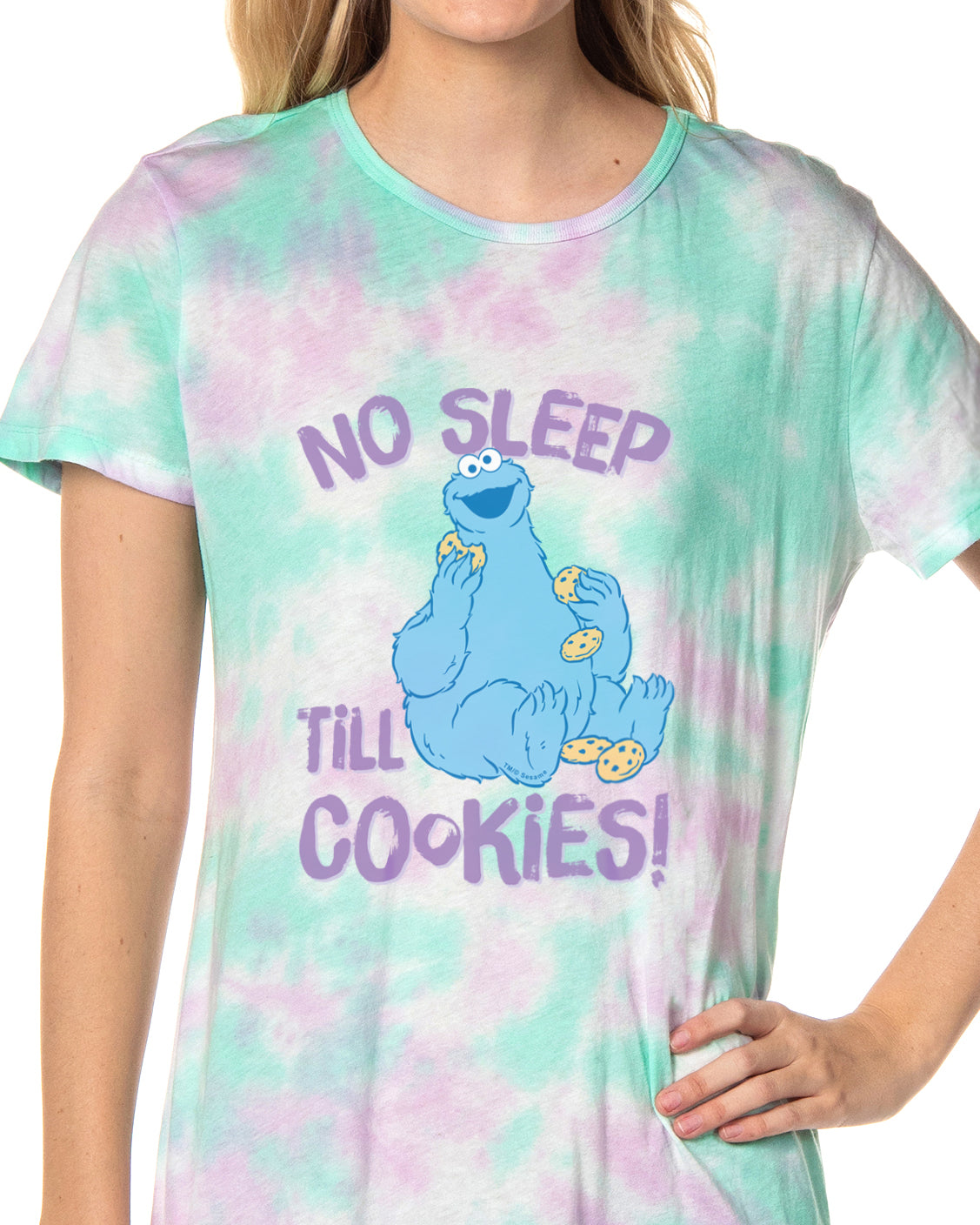 Sesame Street Women's Cookie Monster Nightgown Sleep Pajama Shirt For Adults