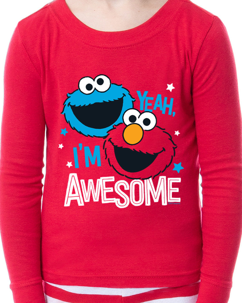 Sesame Street Toddler Girls' Elmo Cookie Monster I'm Awesome 2 Piece Long Sleeve Pajama Set