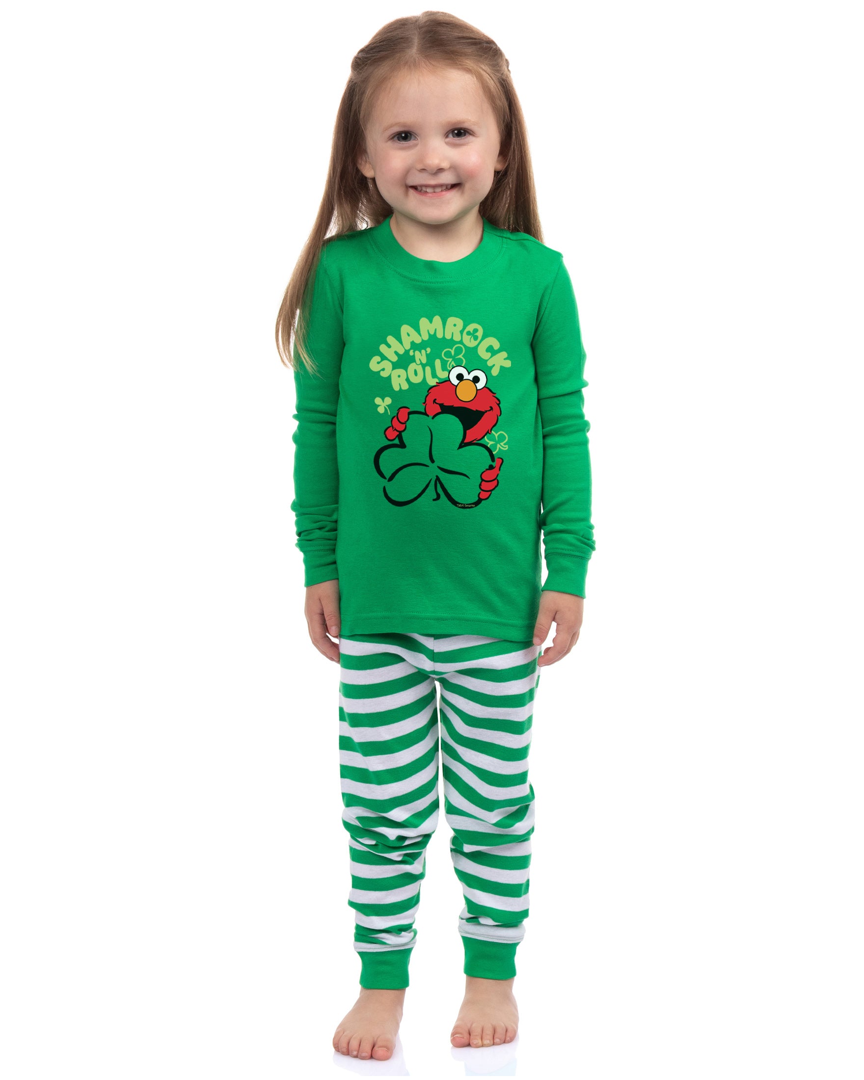 Sesame Street Child Boys St Patrick's Day Lucky Shamrock Elmo Sleep Pajama Set