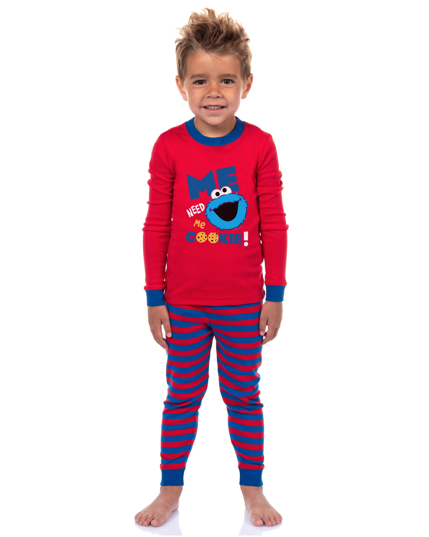 Sesame Street Toddler Boys' Cookie Monster Me Need Cookie Pajama Set