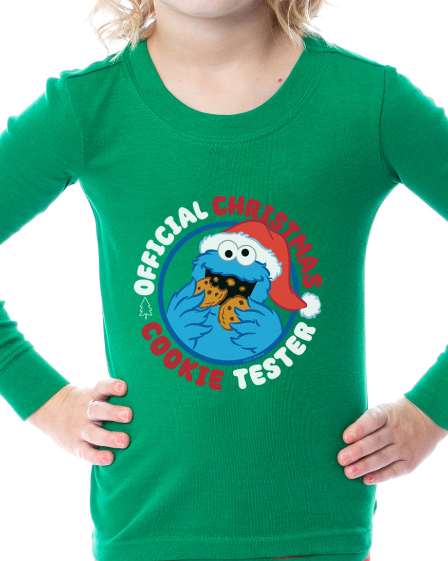 Sesame Street Cookie Monster Christmas Cookie Tester 2 Piece Long Sleeve Pajama Set