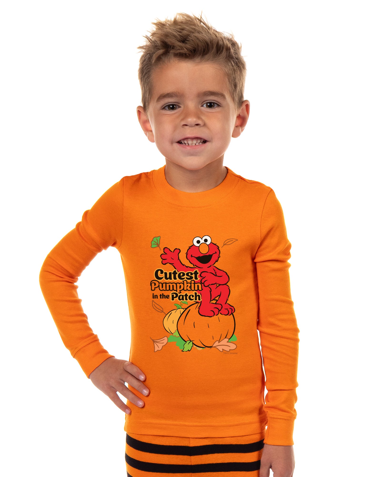 Sesame Street Toddler Boys' Halloween Elmo Cutest Pumpkin Patch 2 Piece Long Sleeve Pajama Set