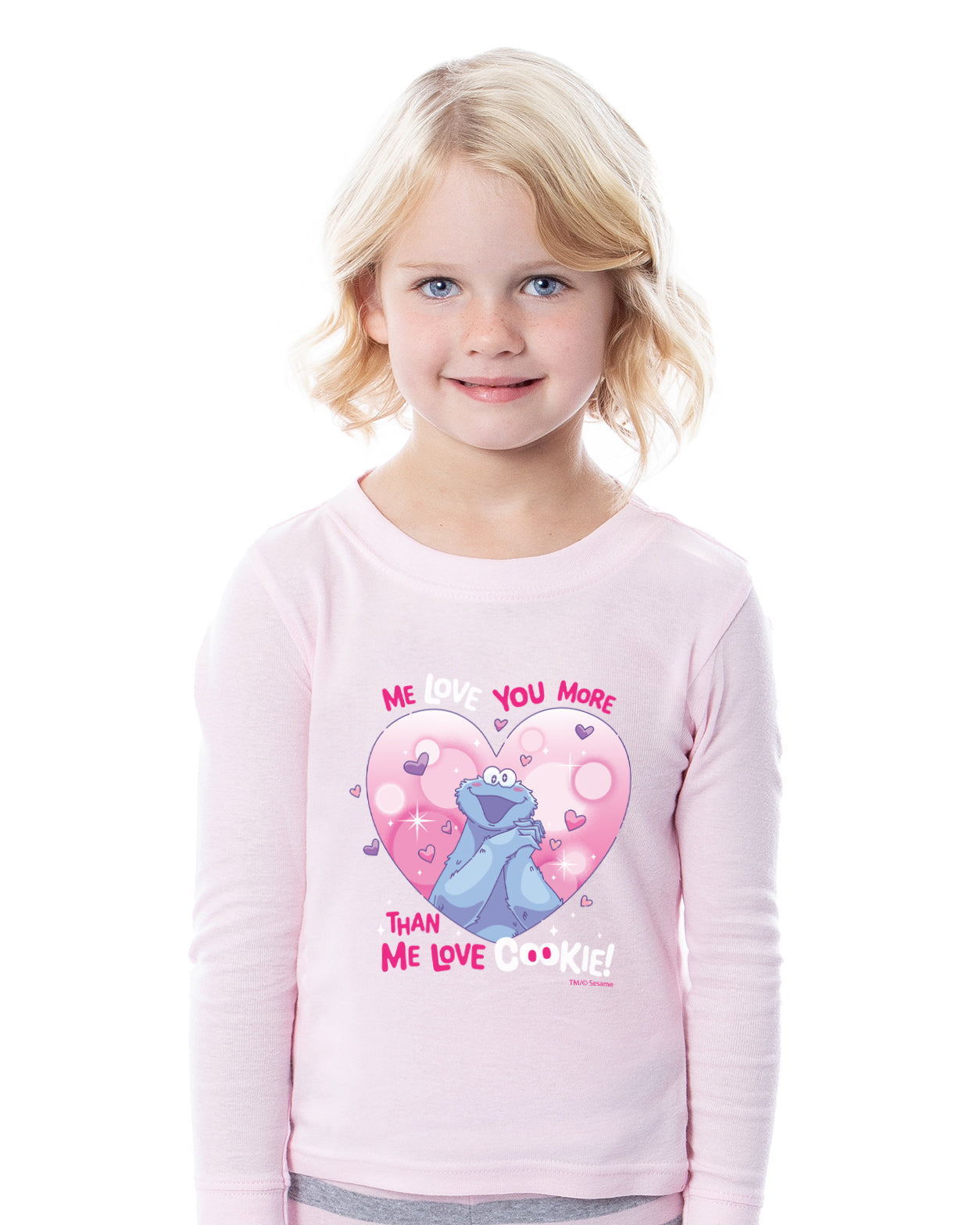 Sesame Street Girls' Cookie Monster Love 2 Piece Long Sleeve Pajama Set