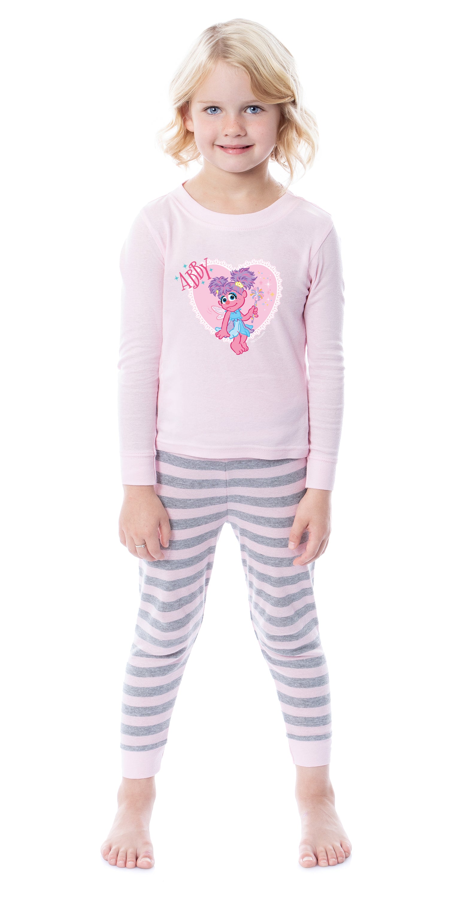 Sesame Street Girls' Abby Cadabby Heart 2 Piece Long Sleeve Pajama Set